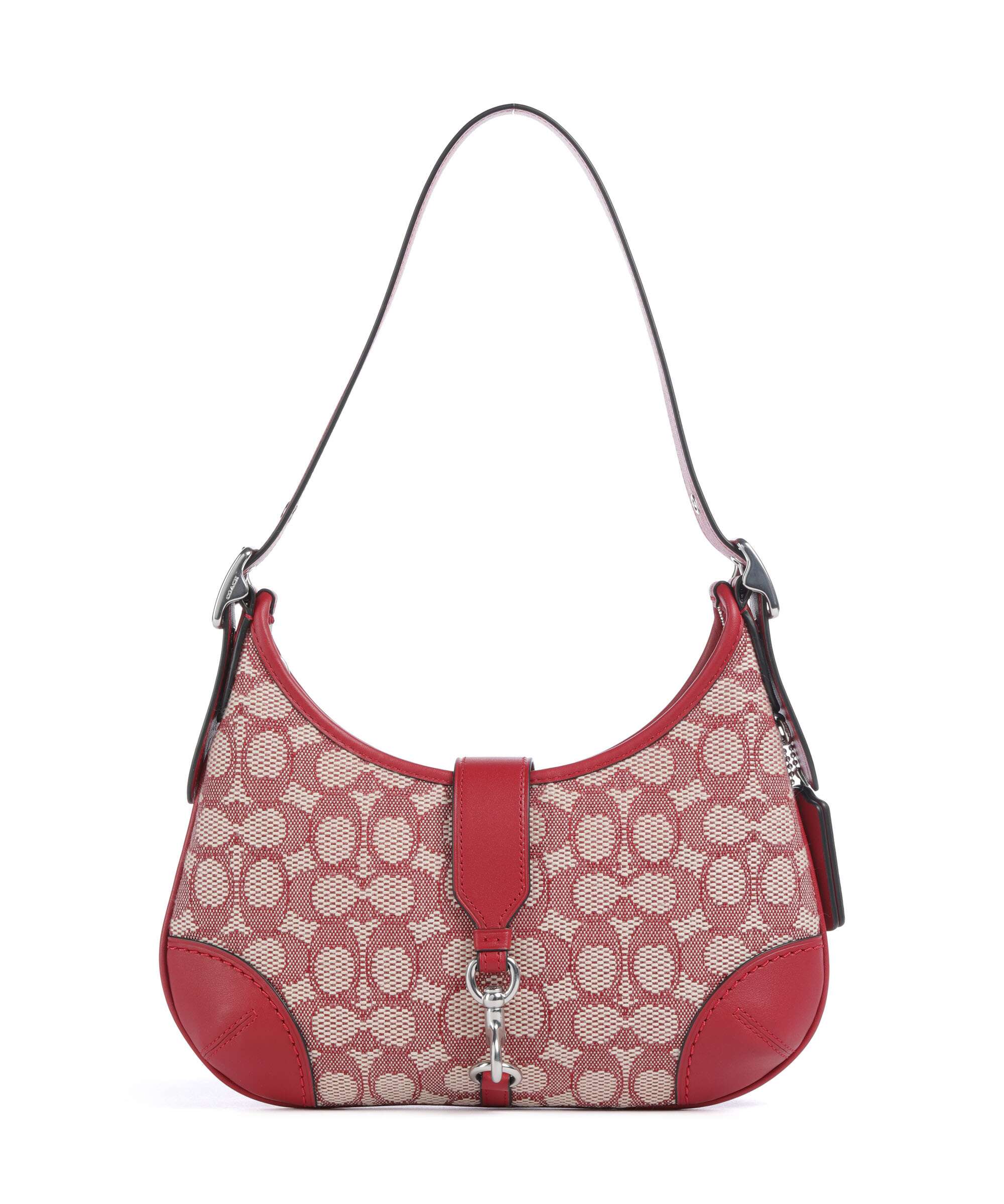 Coach Hamptons Signature Jacquard Sac porté épaule ruby/ivory