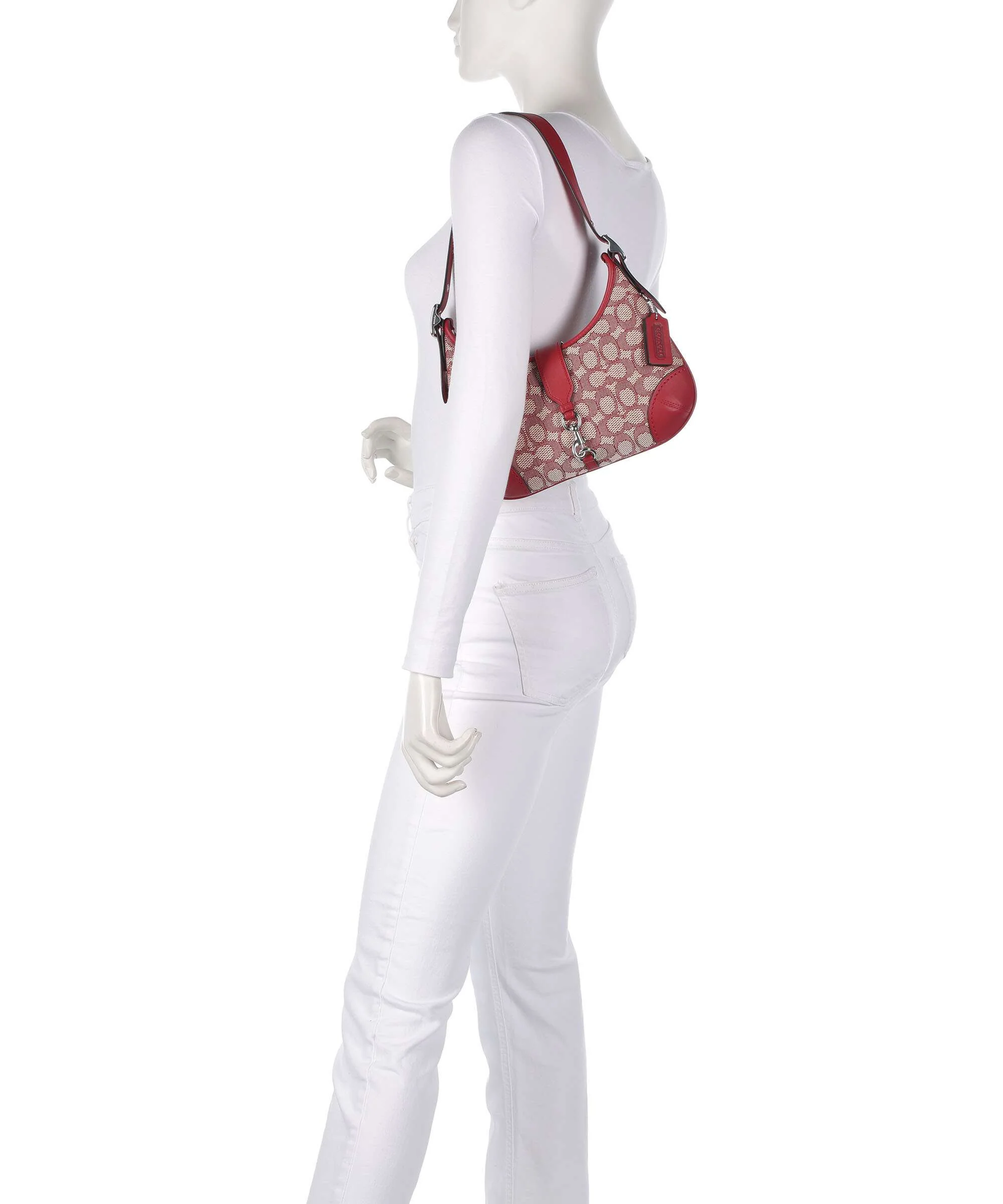 Coach Hamptons Signature Jacquard Sac porté épaule ruby/ivory - Image 3