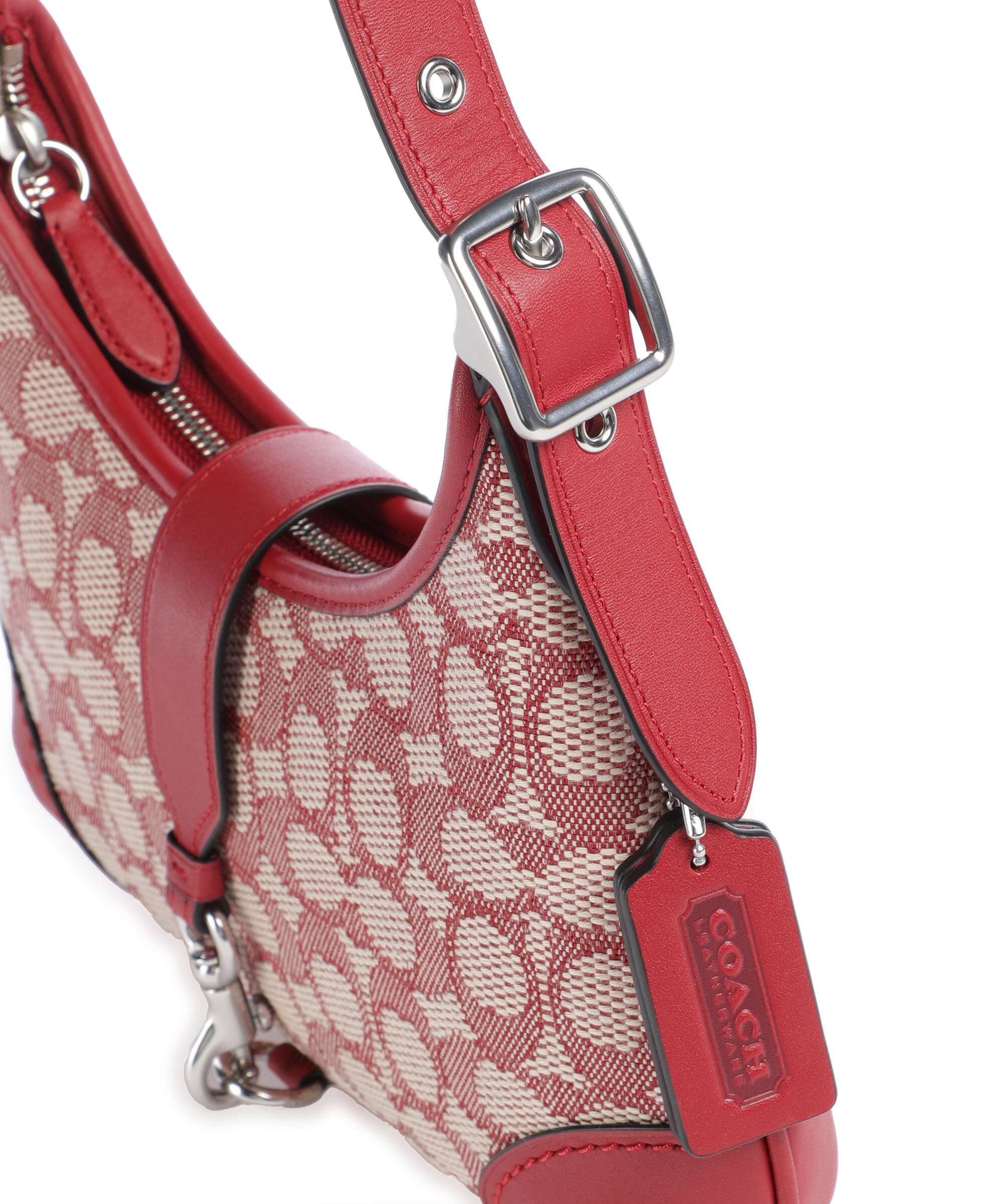 Coach Hamptons Signature Jacquard Sac porté épaule ruby/ivory - Image 4