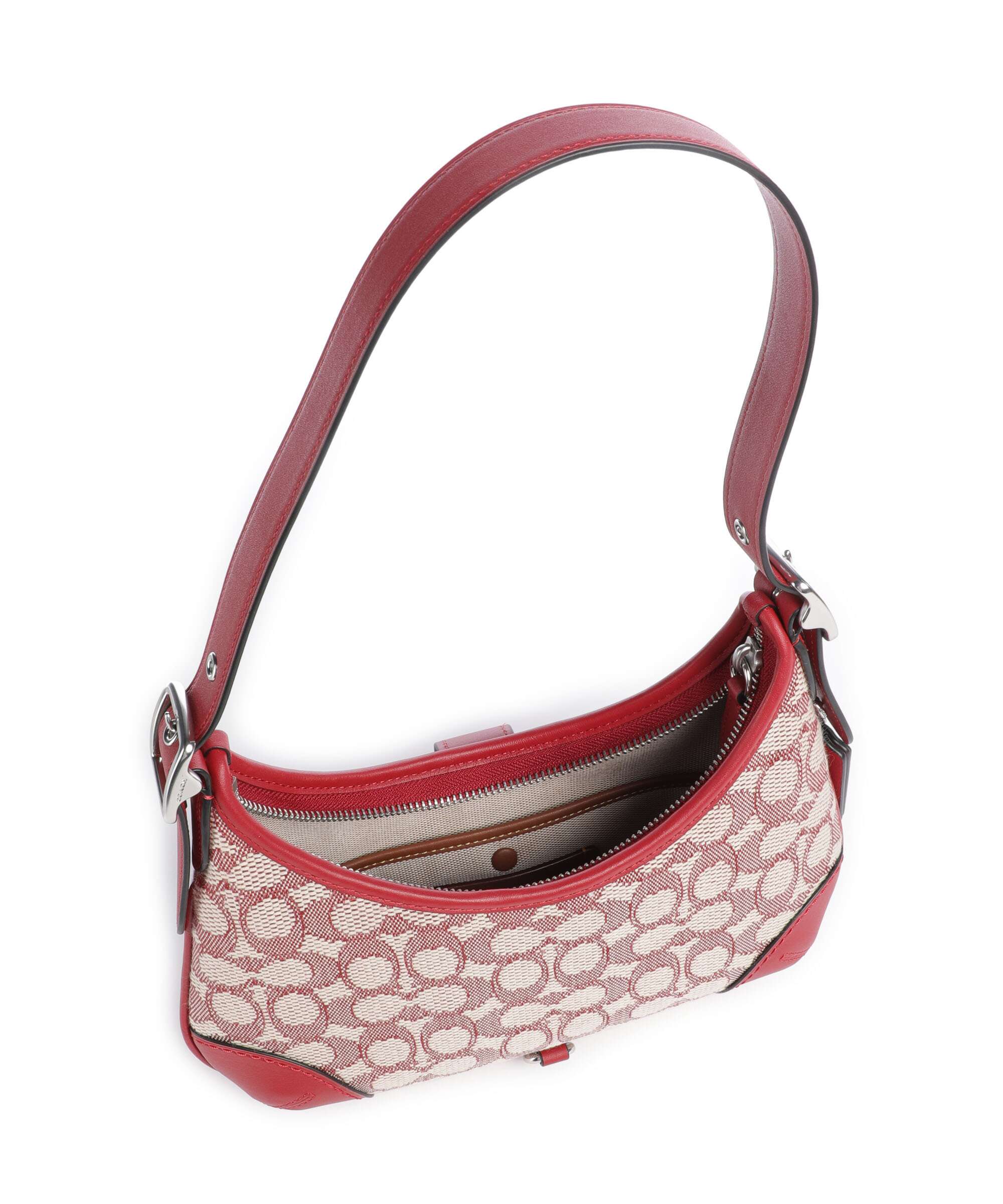 Coach Hamptons Signature Jacquard Sac porté épaule ruby/ivory - Image 6