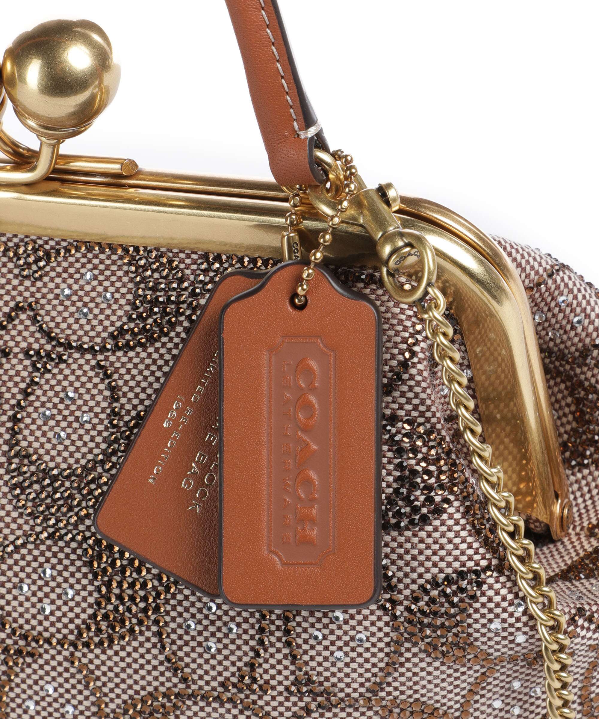 Coach Kisslock Frame Crystal Signature Jacquard Sac à main burnished amber - Image 4