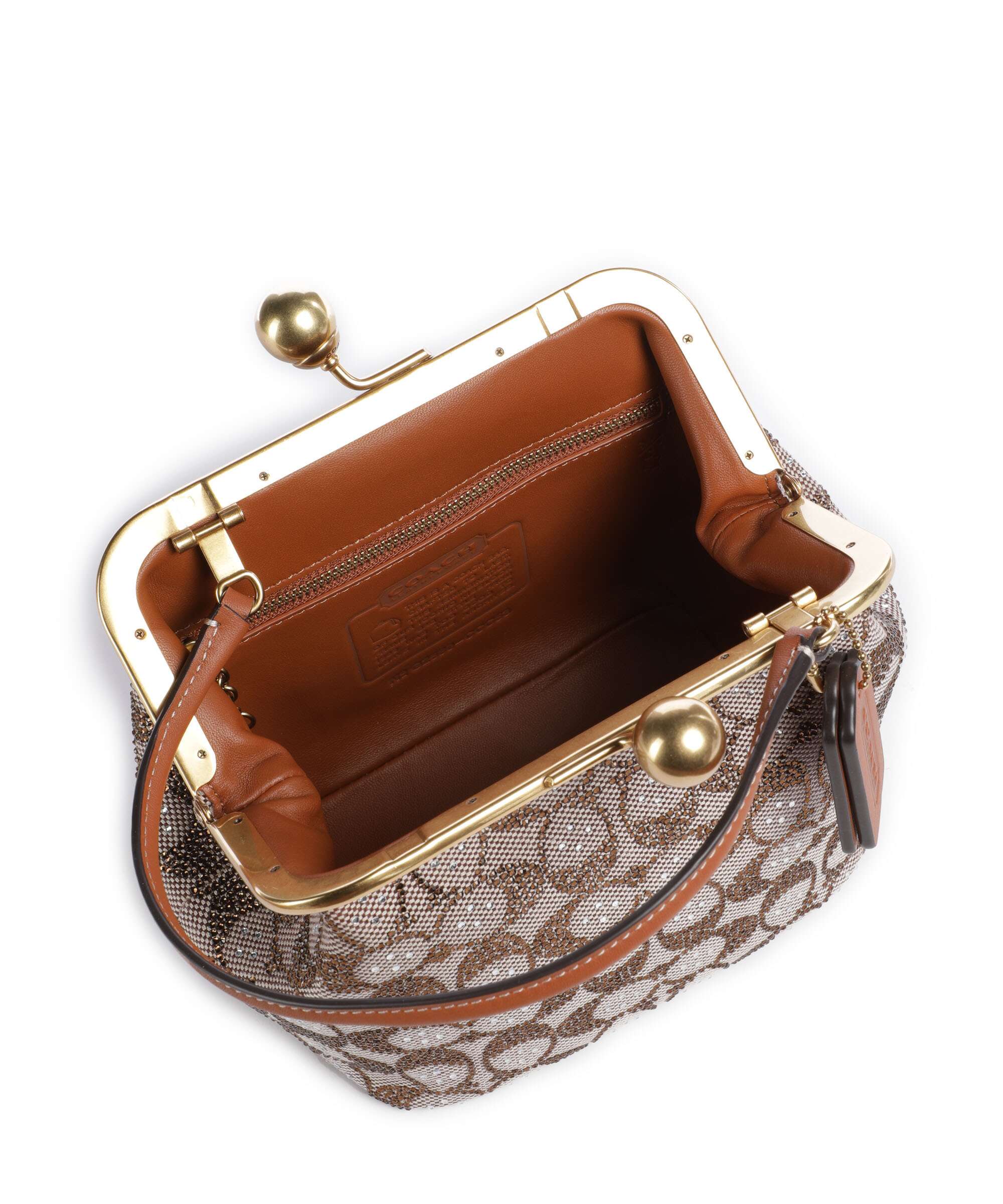 Coach Kisslock Frame Crystal Signature Jacquard Sac à main burnished amber - Image 6