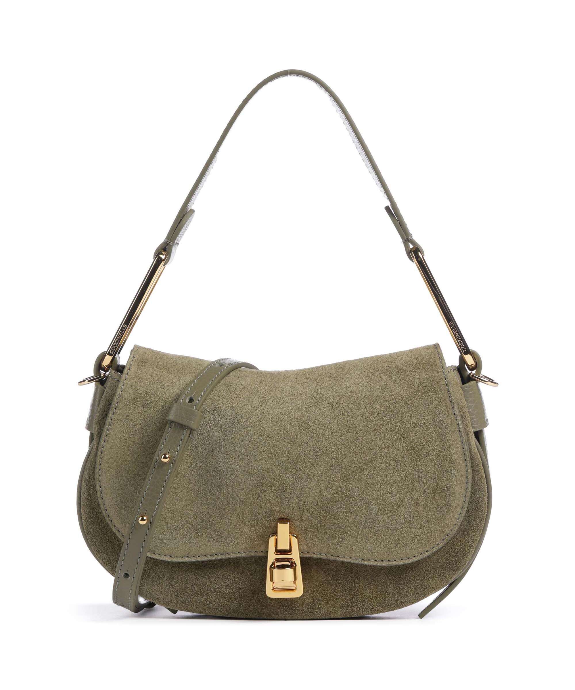 Coccinelle Magie Suede Sac porté épaule laurel green