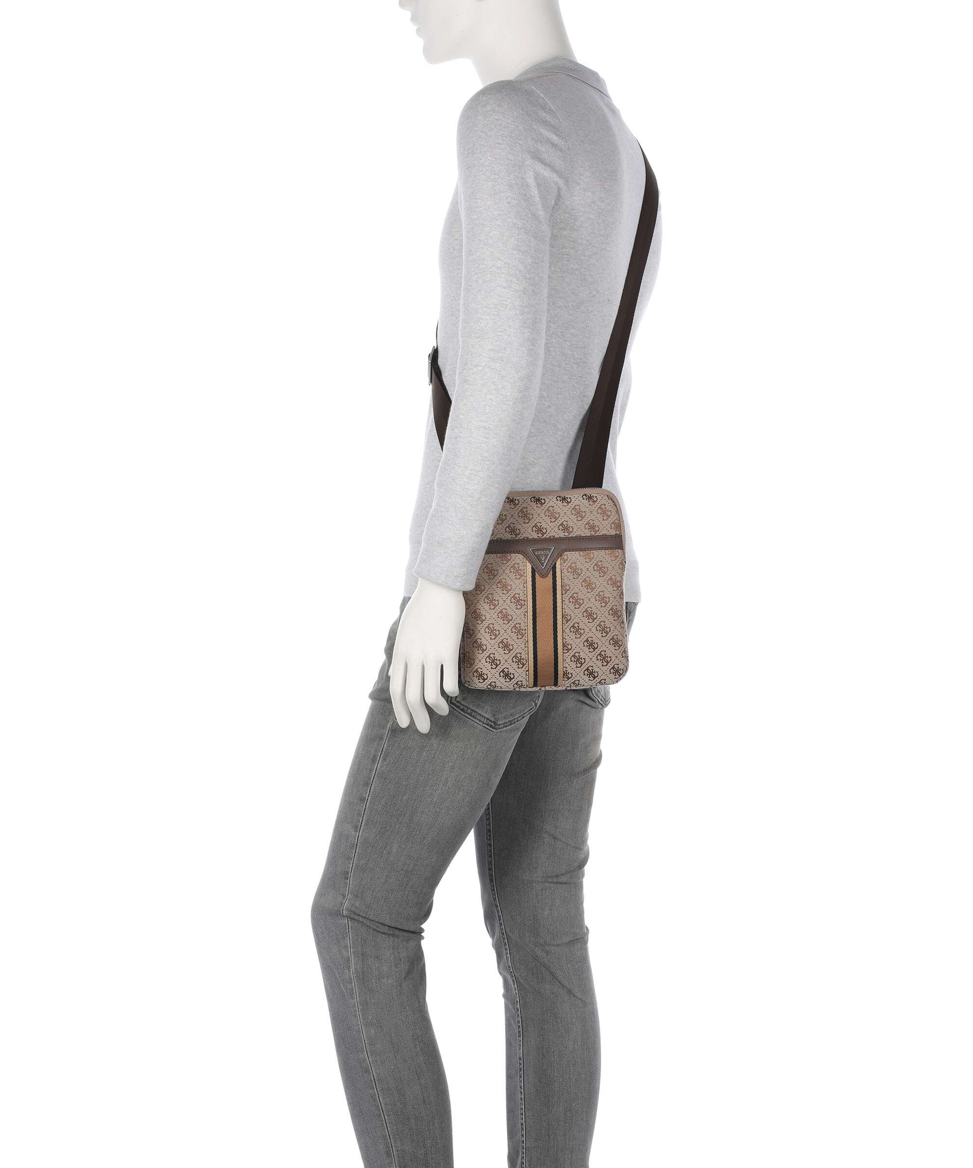 Guess Milano 4G Jacquard Stripe Sac bandoulière beige/brown - Image 3