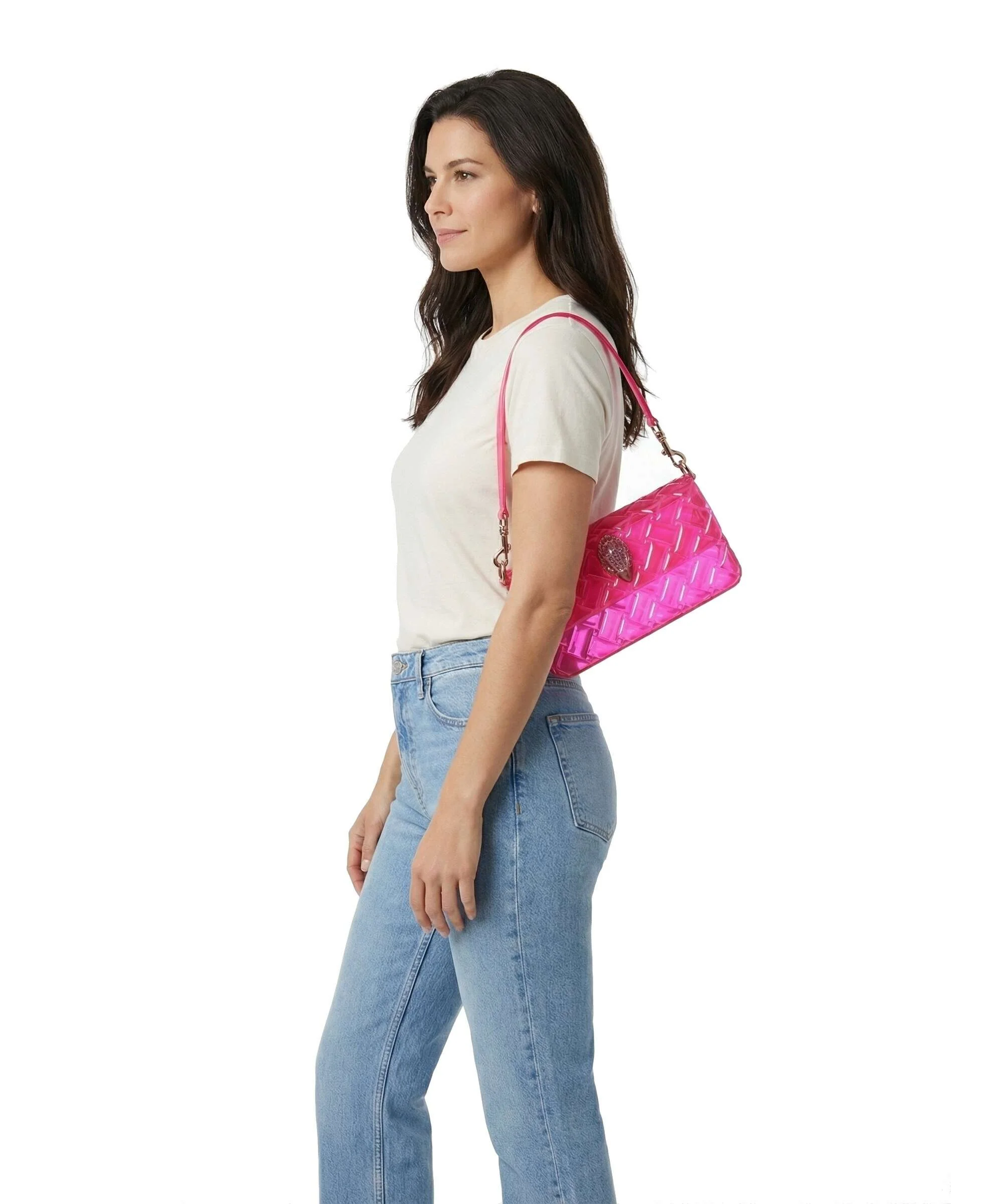 Kurt Geiger Jelly Kensington Sac porté épaule fuchsia - Image 3