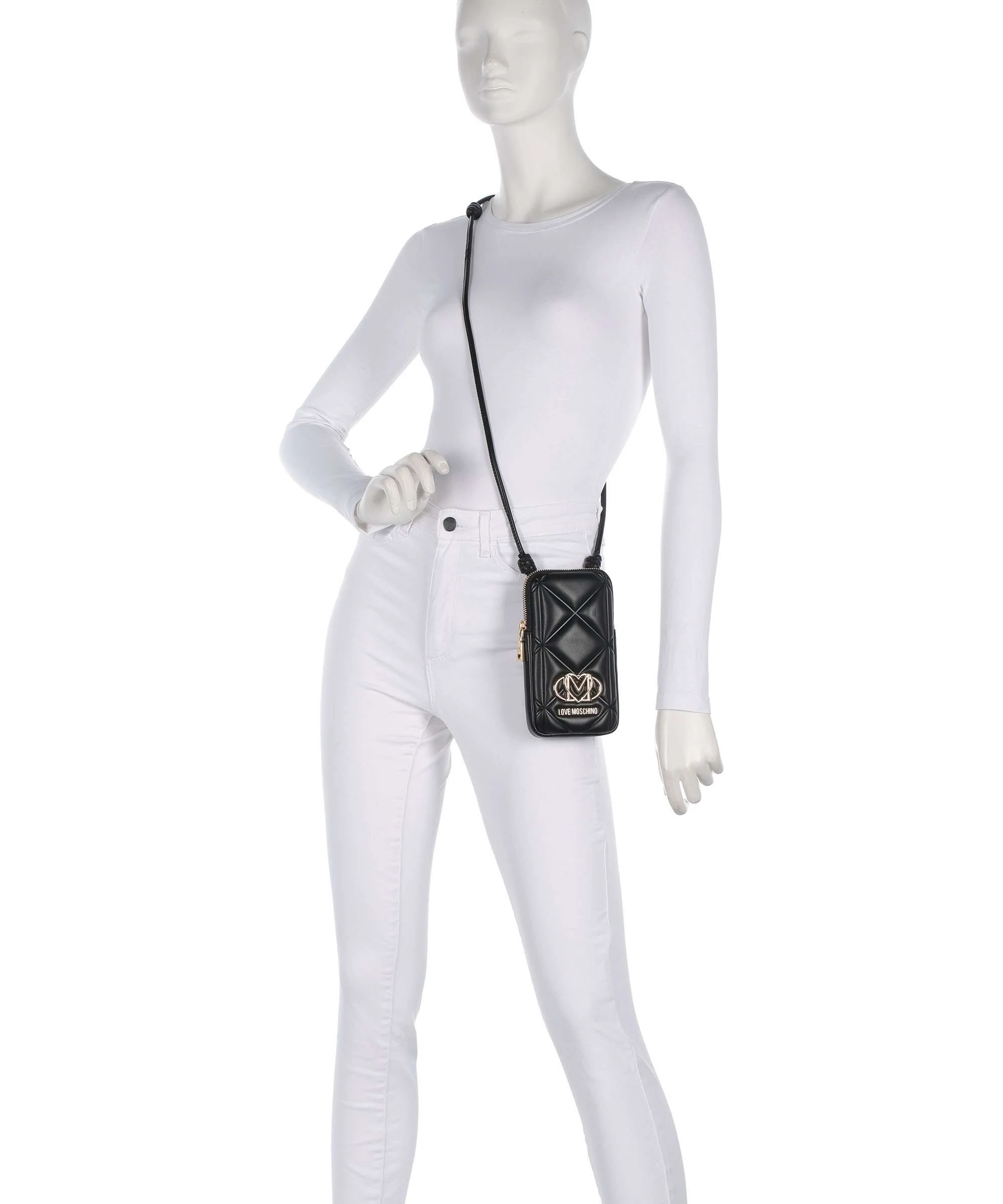 Love Moschino Embossed Q Pochette telephone black - Image 3