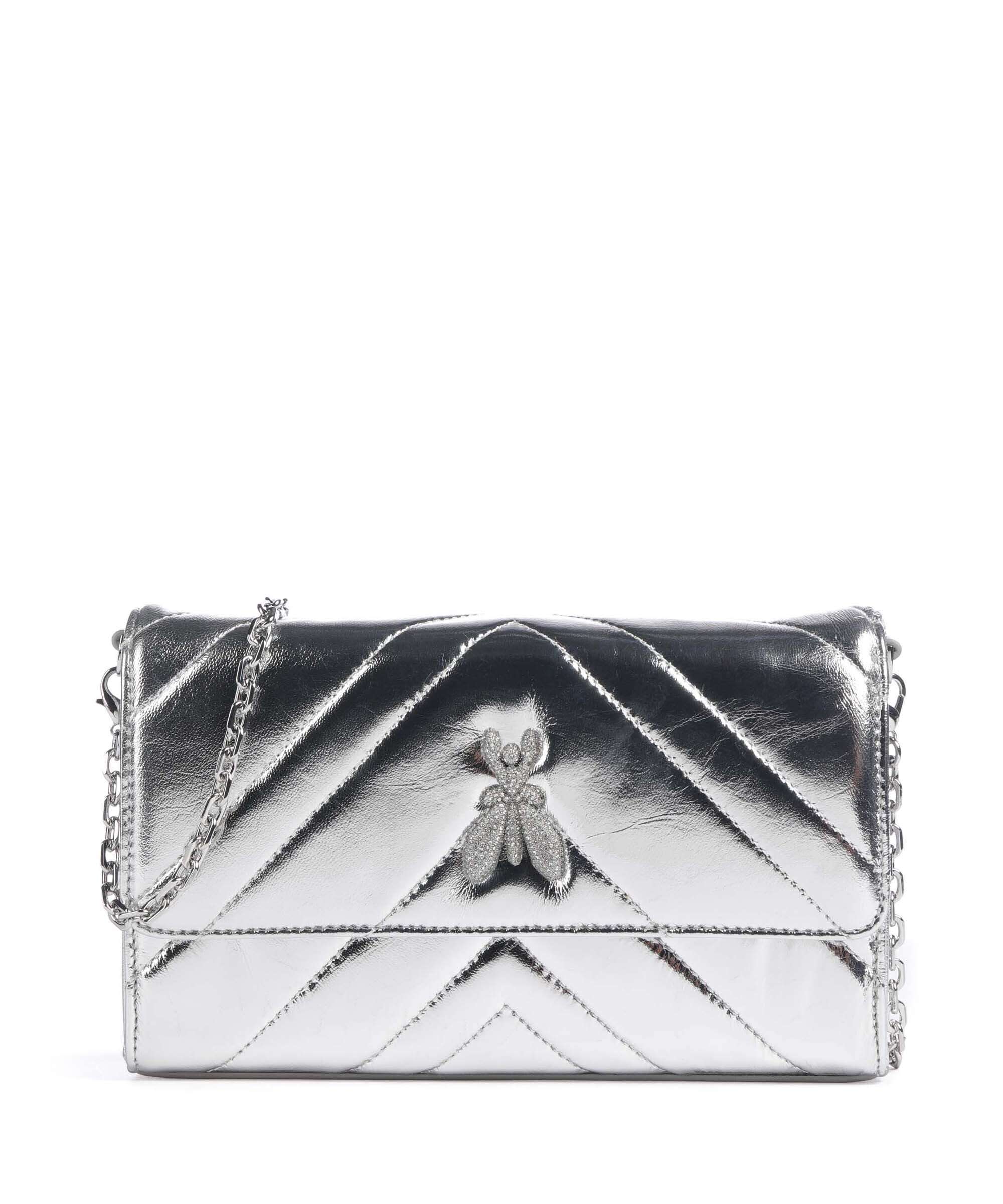 Patrizia Pepe Fly Quilted Metallic Sac bandoulière craquele silver