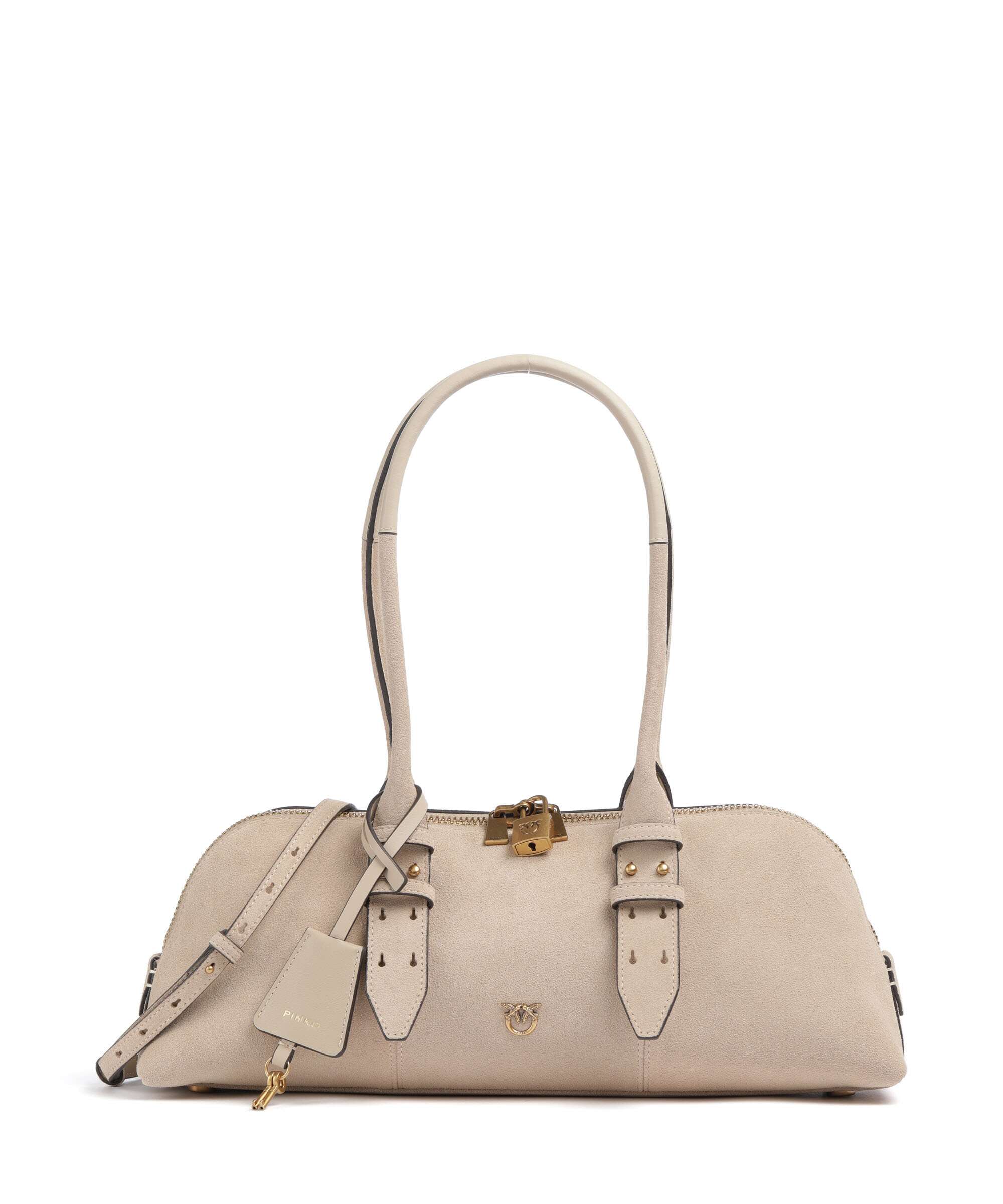 Pinko Bowling Horizontal Big Sac porté épaule beige/grigio fumo/antique gold