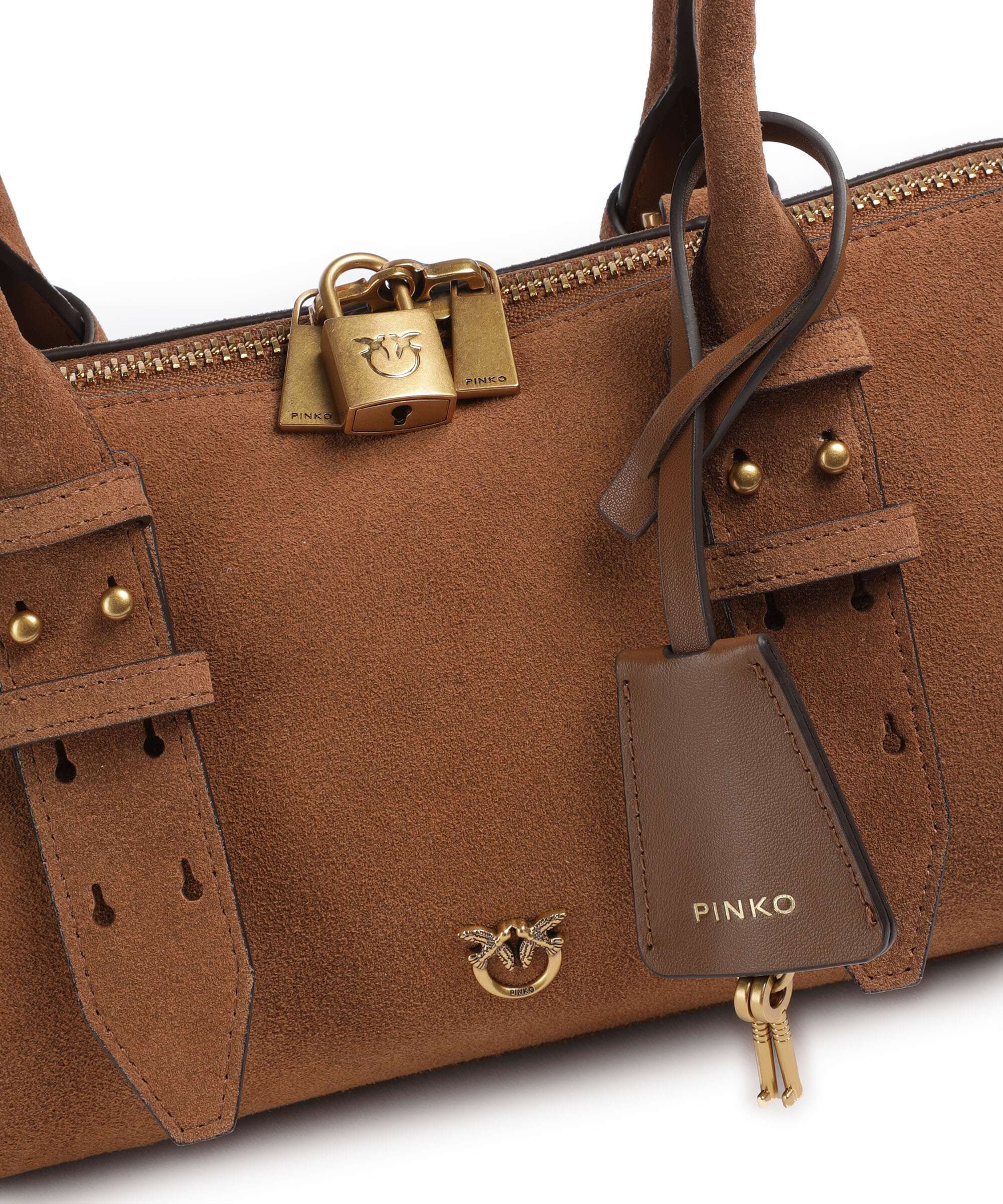 Pinko Bowling Horizontal Big Sac porté épaule marrone/leone/antique gold - Image 4