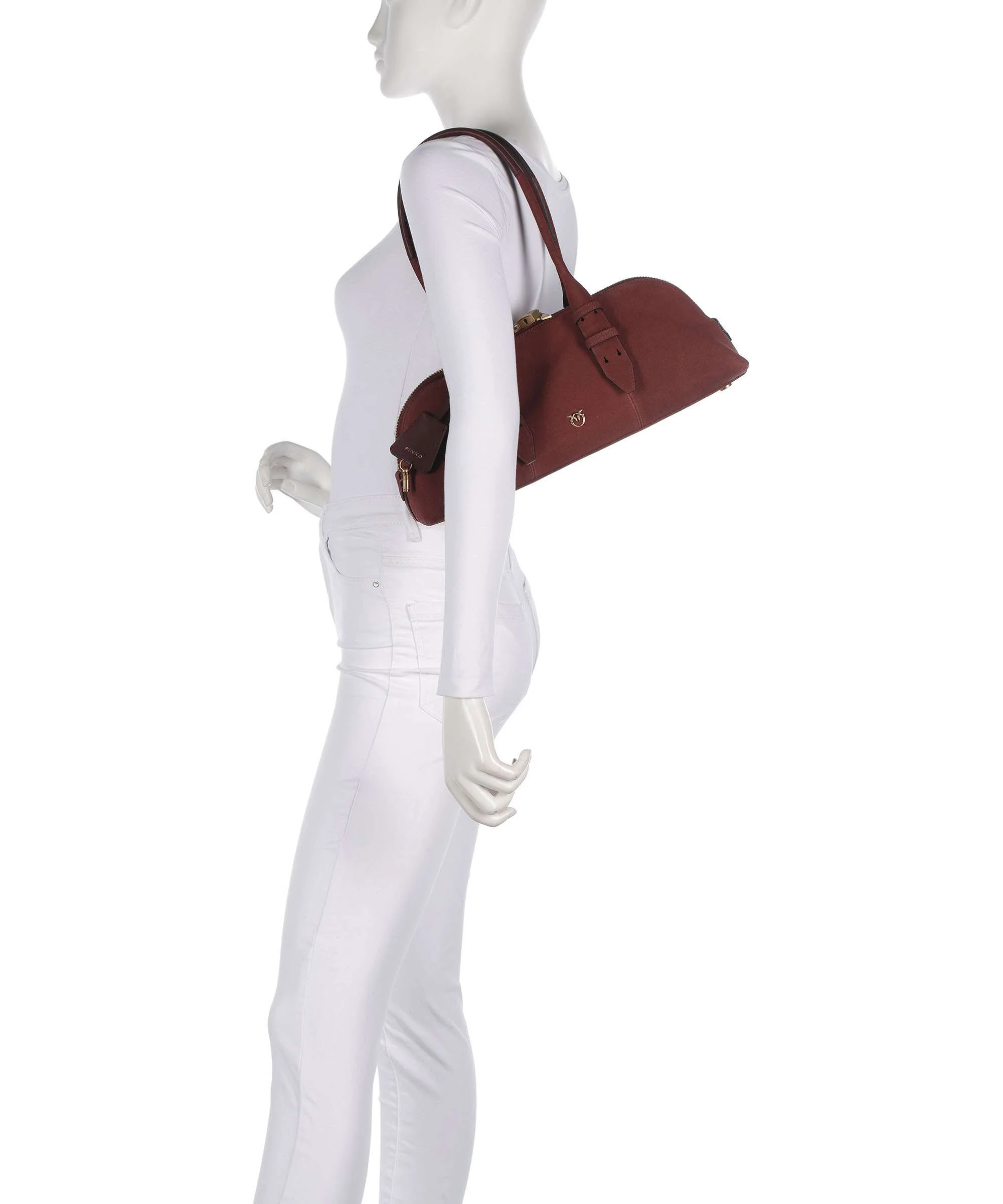 Pinko Bowling Horizontal Big Sac porté épaule burgundy wine/antique gold - Image 3