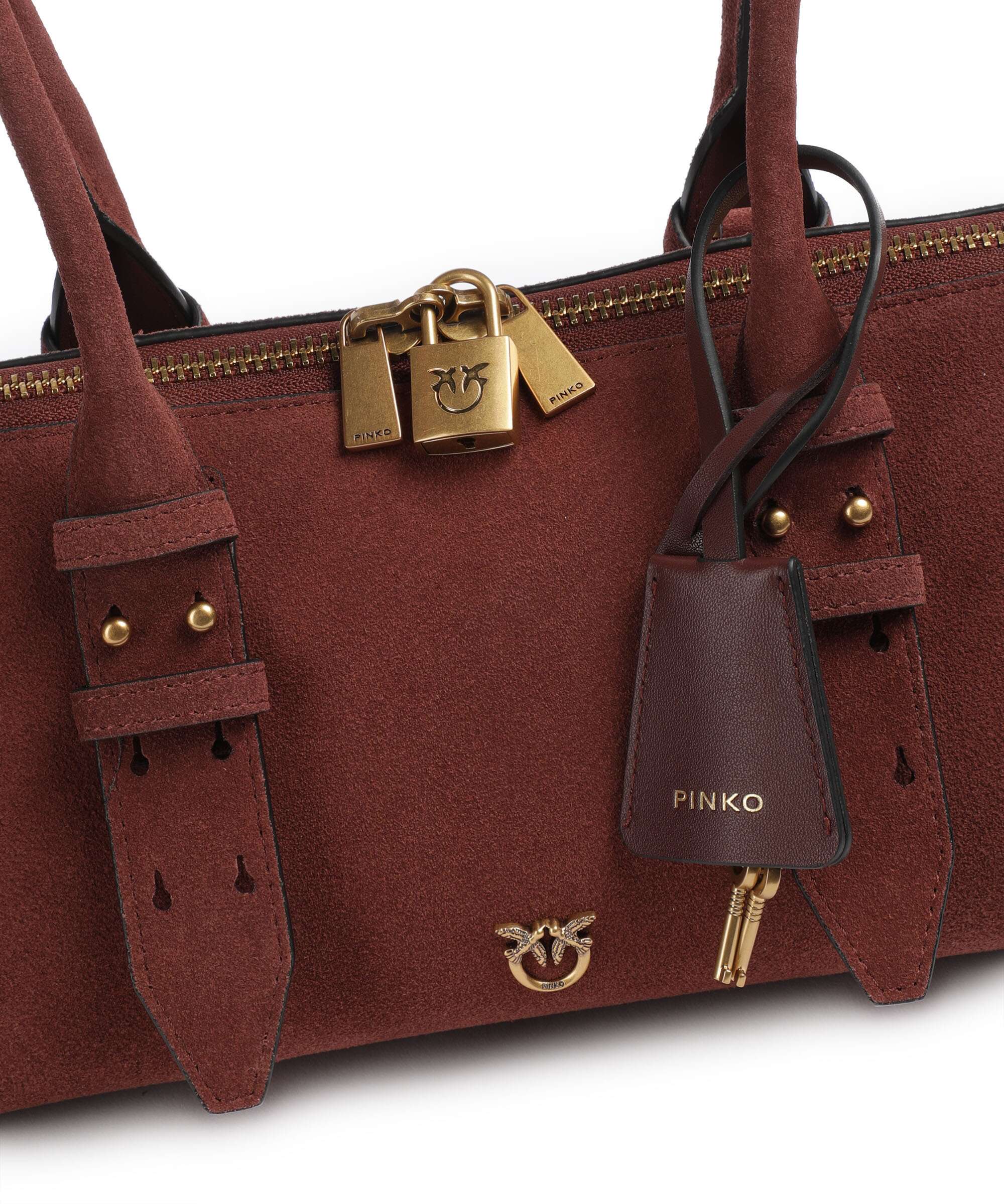 Pinko Bowling Horizontal Big Sac porté épaule burgundy wine/antique gold - Image 4