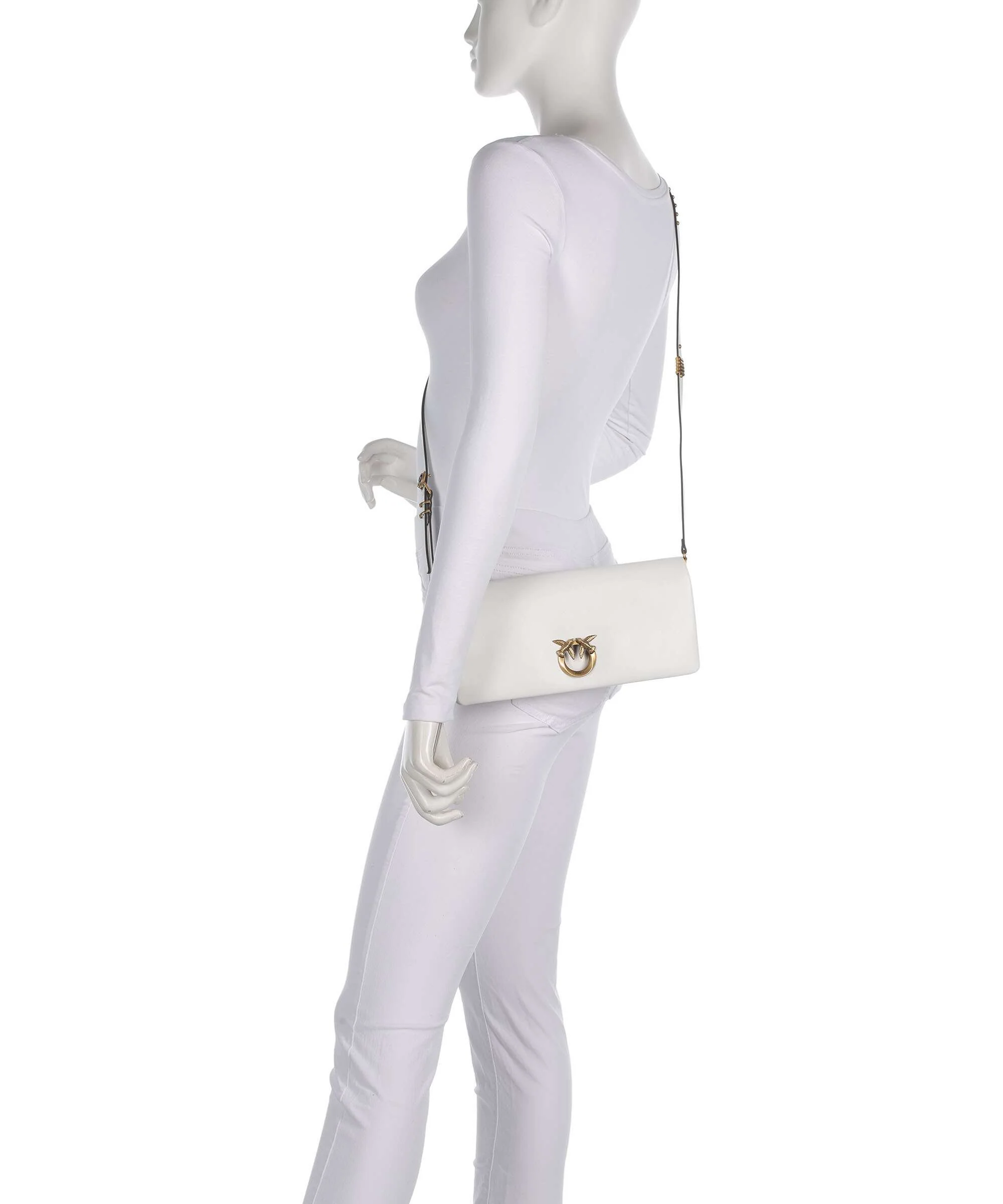 Pinko Click Soft Classic Sac bandoulière bianco nembo/antique gold - Image 3