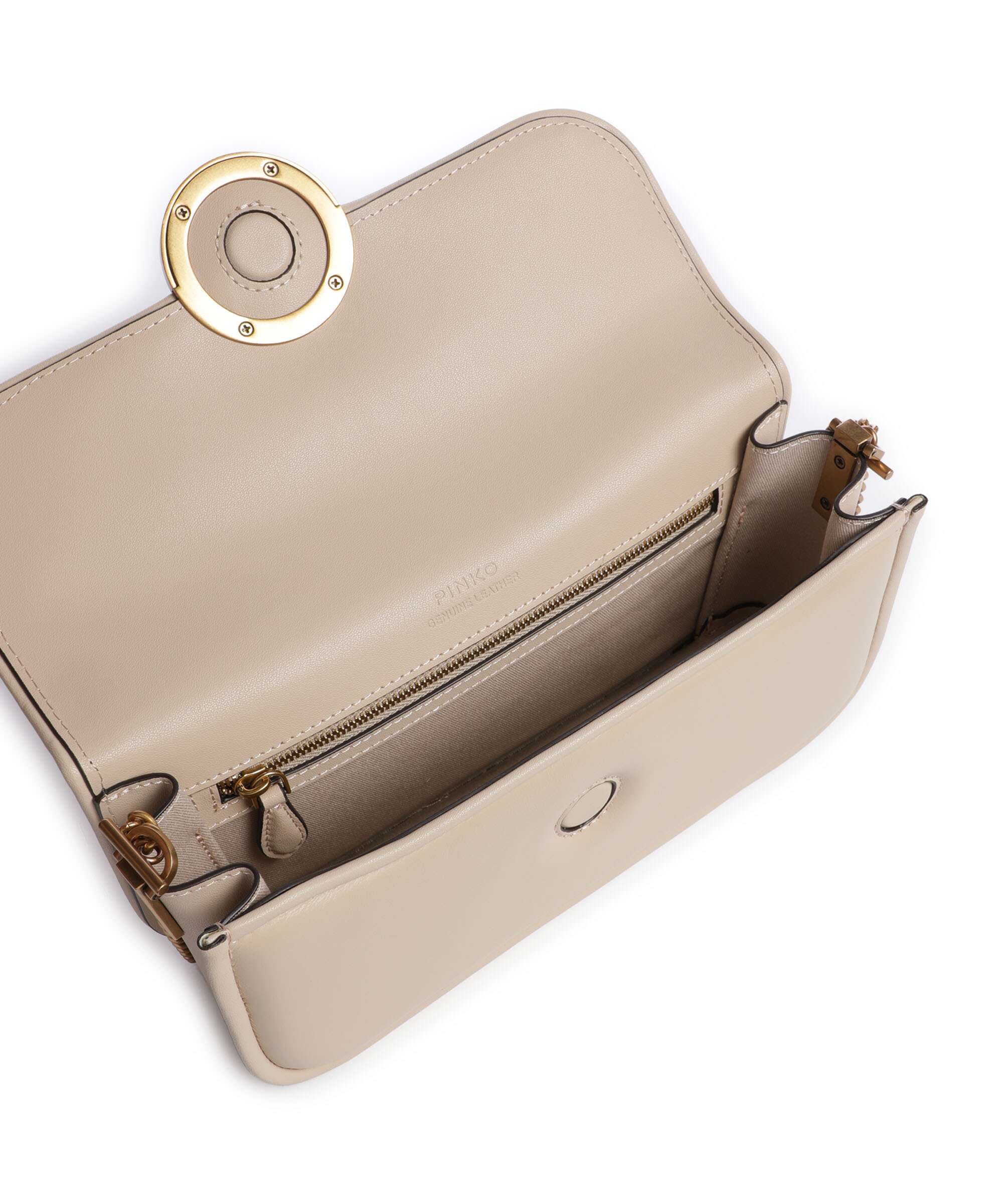 Pinko Love Box Horizontal Sac porté épaule beige/grigio fumo/antique gold - Image 5