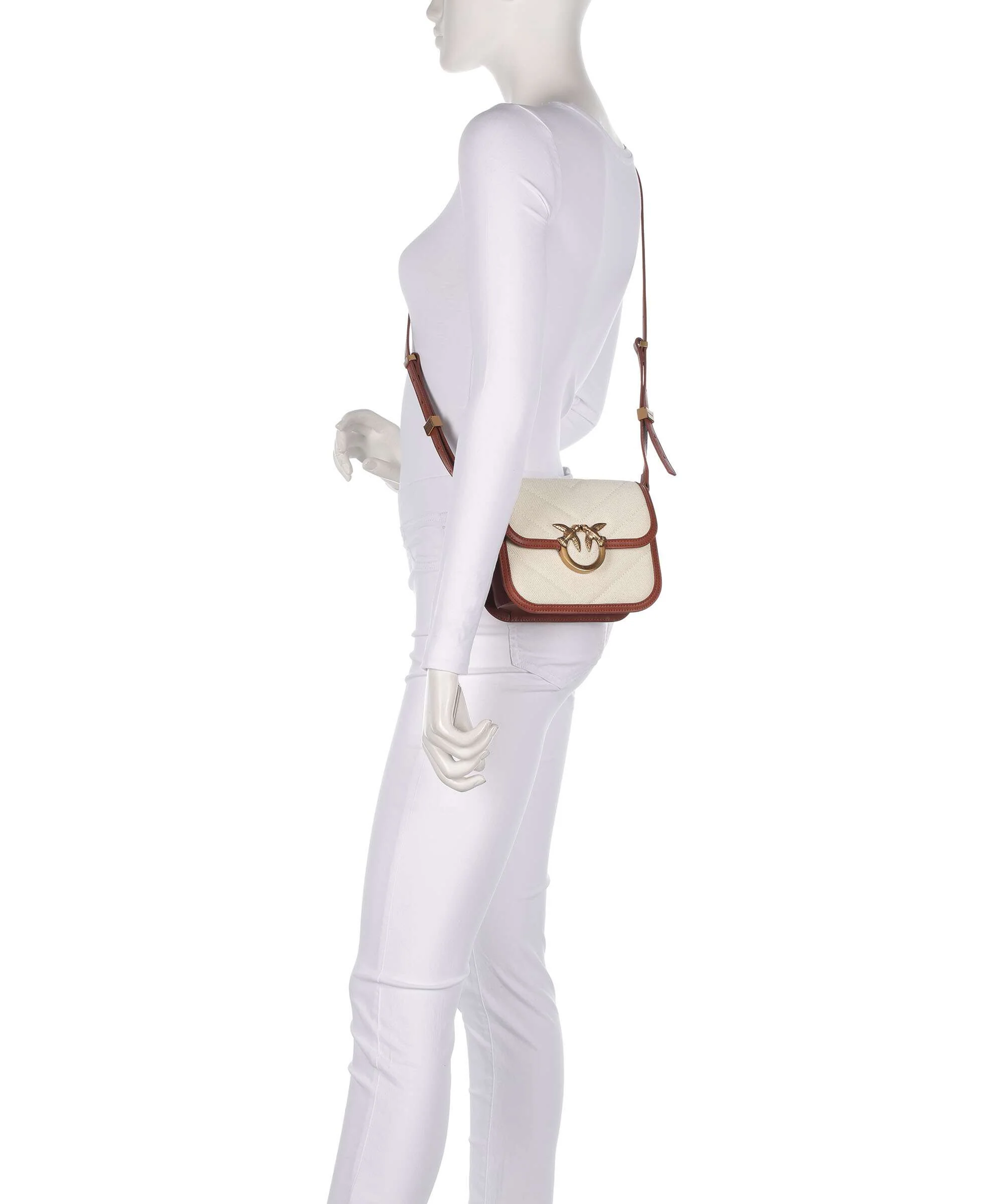 Pinko Love Box Mini Sac bandoulière beige/marrone/antique gold - Image 3