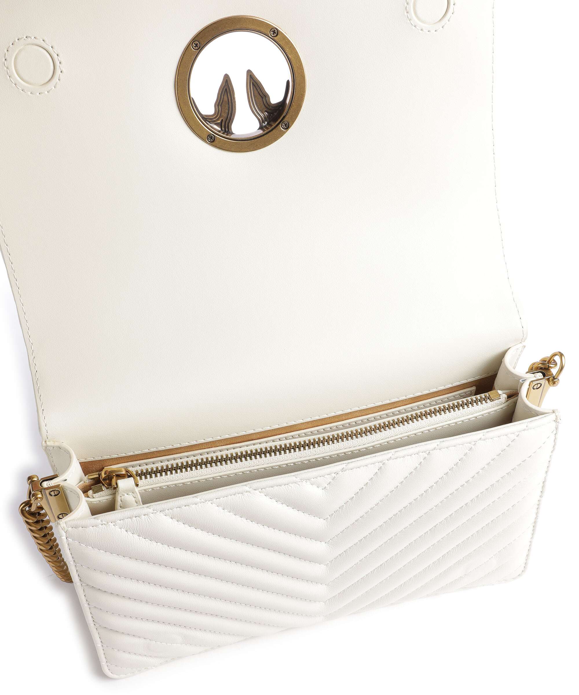 Pinko Love Click Classic Sac bandoulière bianco seta/antique gold - Image 5