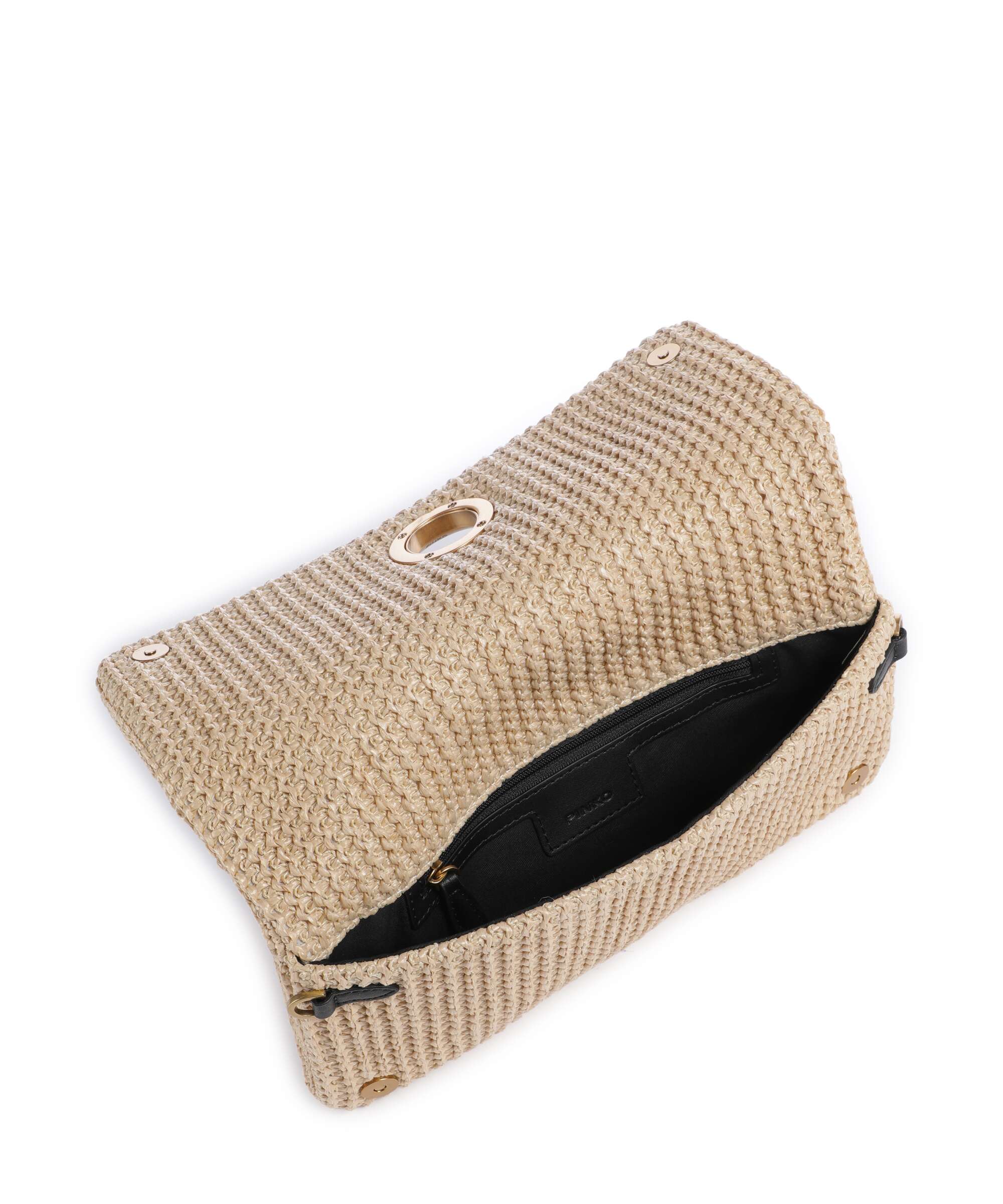 Pinko Love Click Soft Horizontal Classic Sac bandoulière rafia/nero/antique gold - Image 5