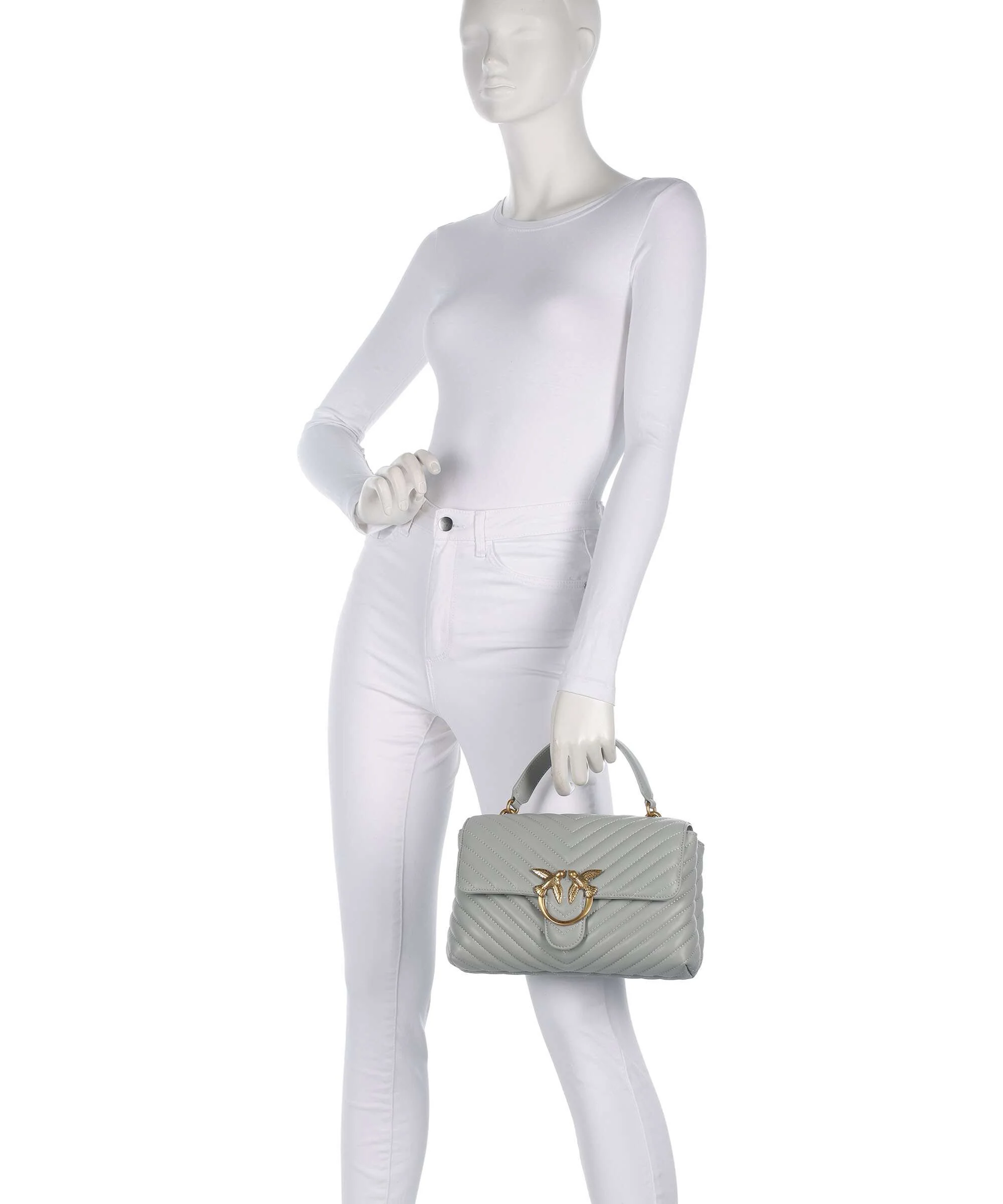 Pinko Love Lady Puff Classic Sac à main grigio perla/antique gold - Image 3