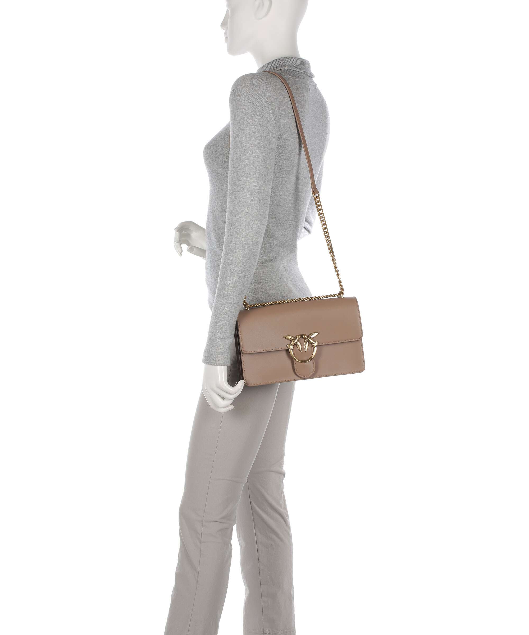 Pinko Love One Classic Sac porté épaule biscotto zenzero - Image 3