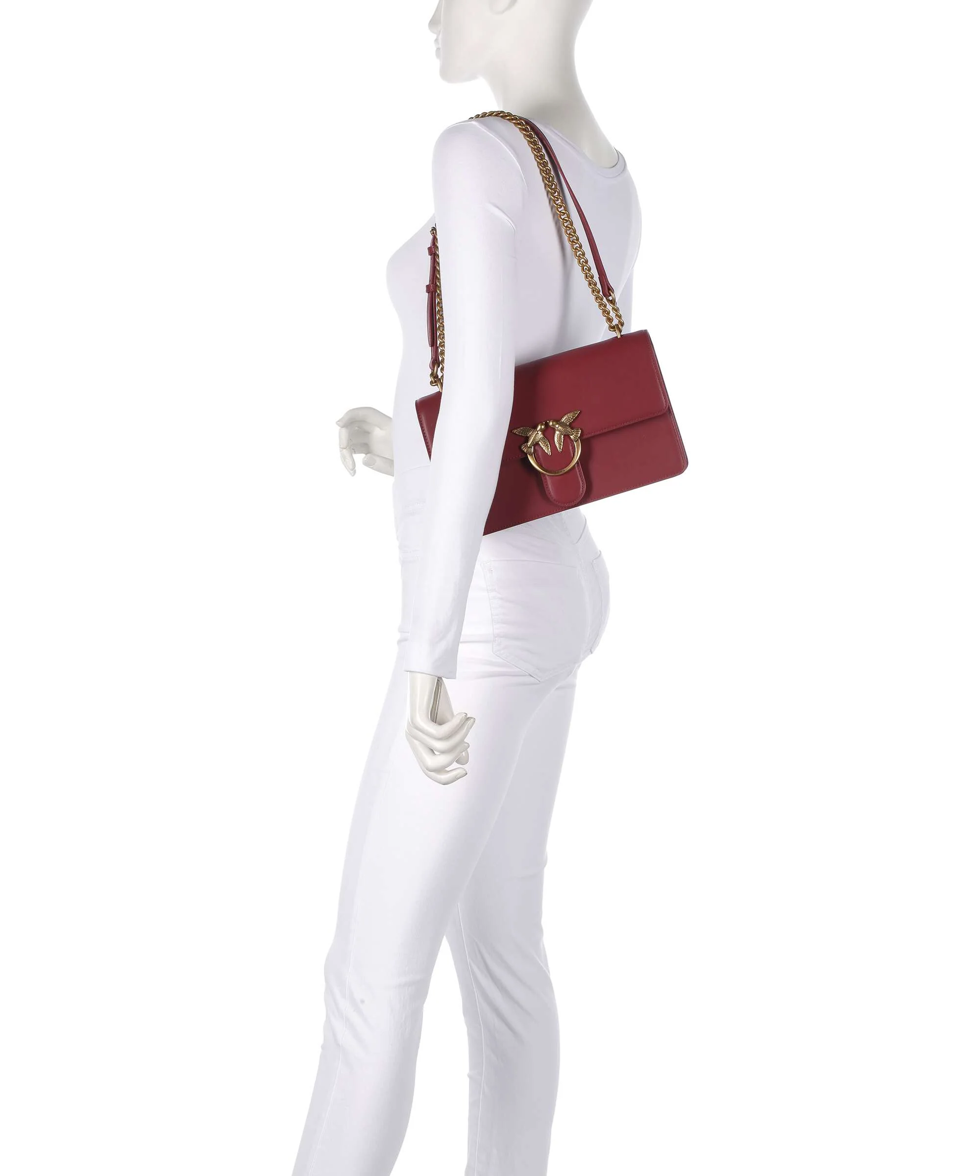 Pinko Love One Classic Sac porté épaule bordeaux merlot/antique gold - Image 4