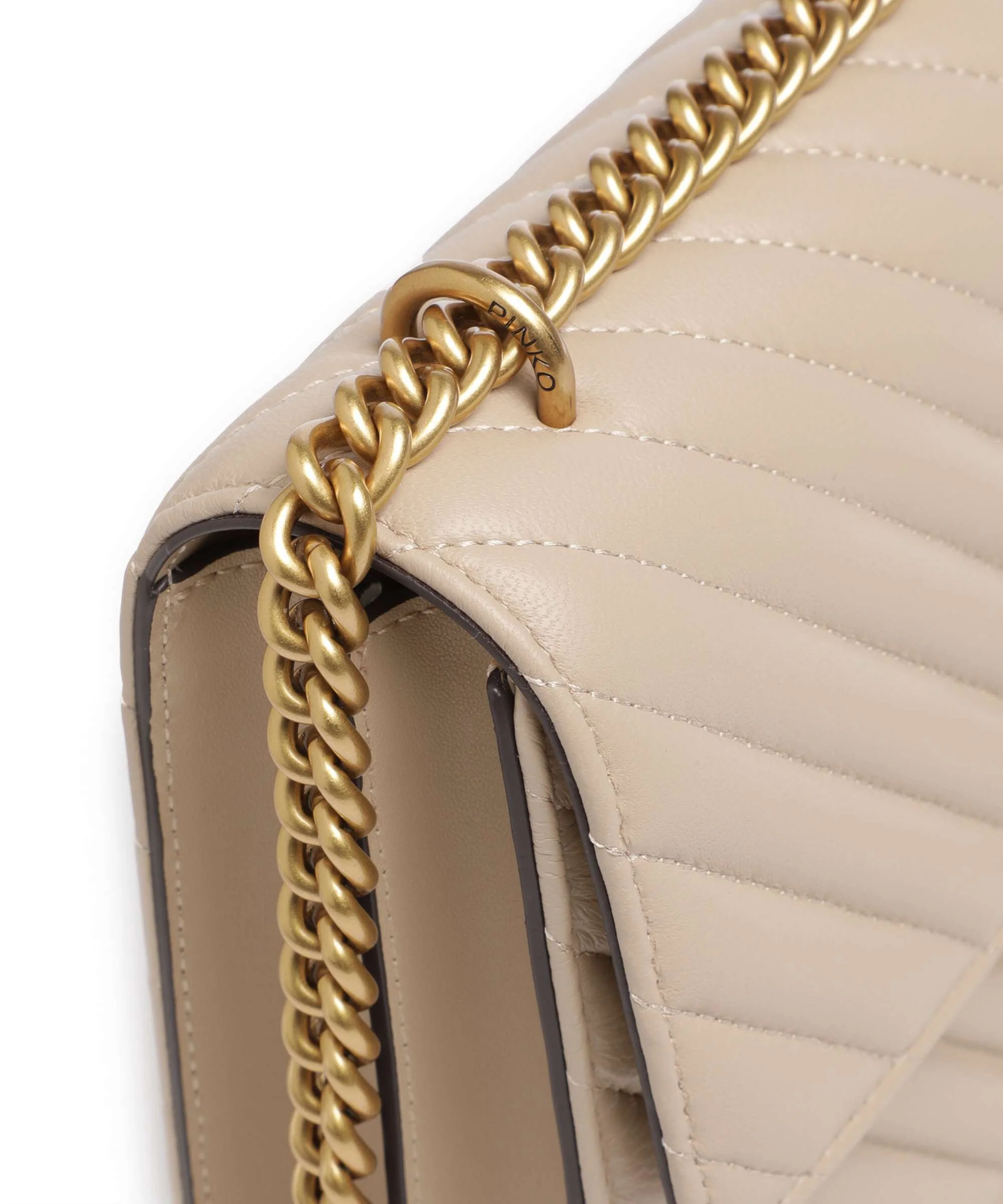 Pinko Love One Classic Sac porté épaule beige/grigio fumo/antique gold - Image 5