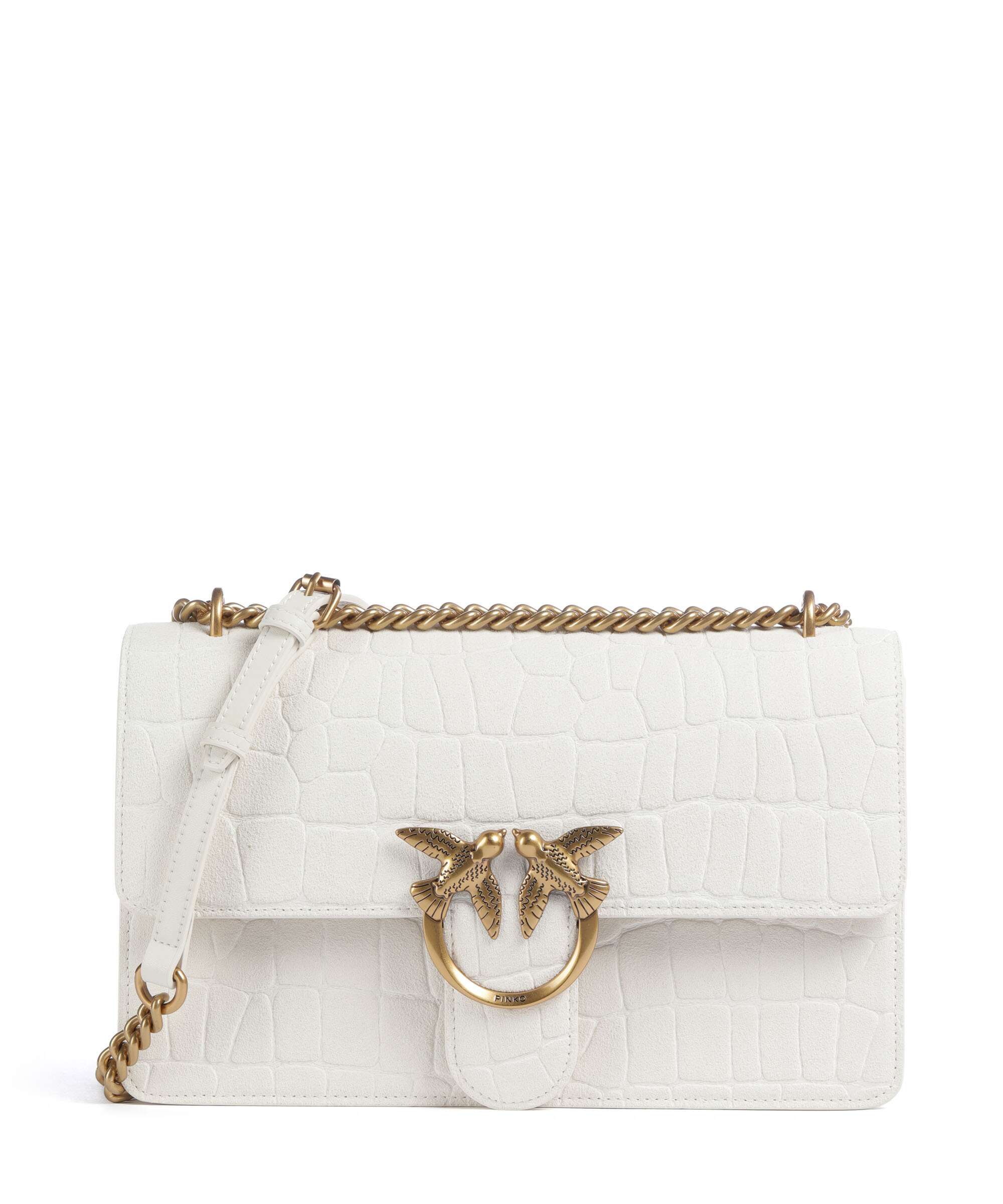 Pinko Love One Classic Sac porté épaule bianco nembo/antique gold