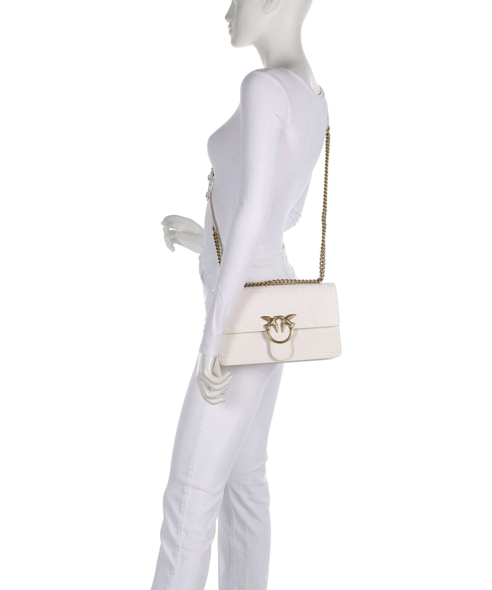 Pinko Love One Classic Sac porté épaule bianco nembo/antique gold - Image 3