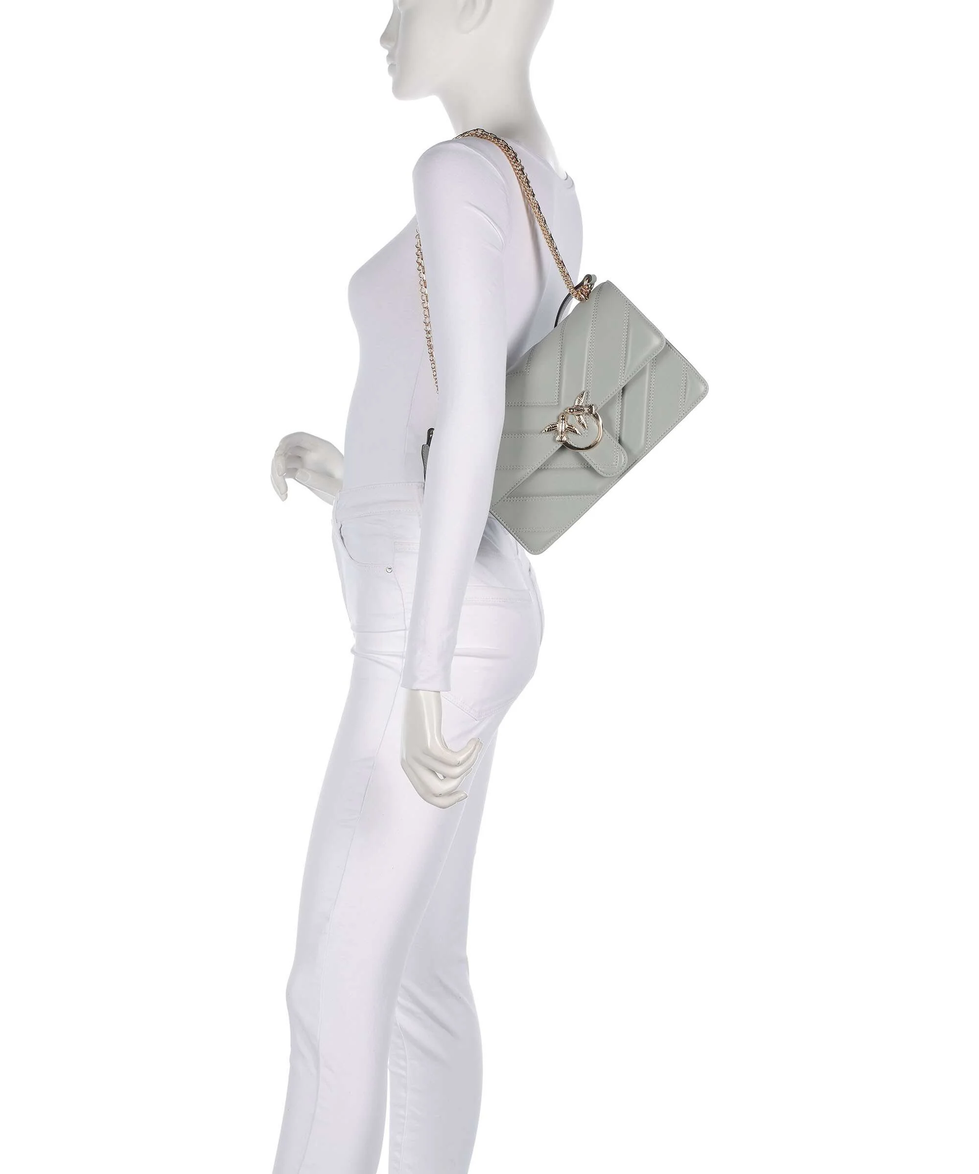 Pinko Love One Classic Sac porté épaule grigio perla/gold mordore - Image 3