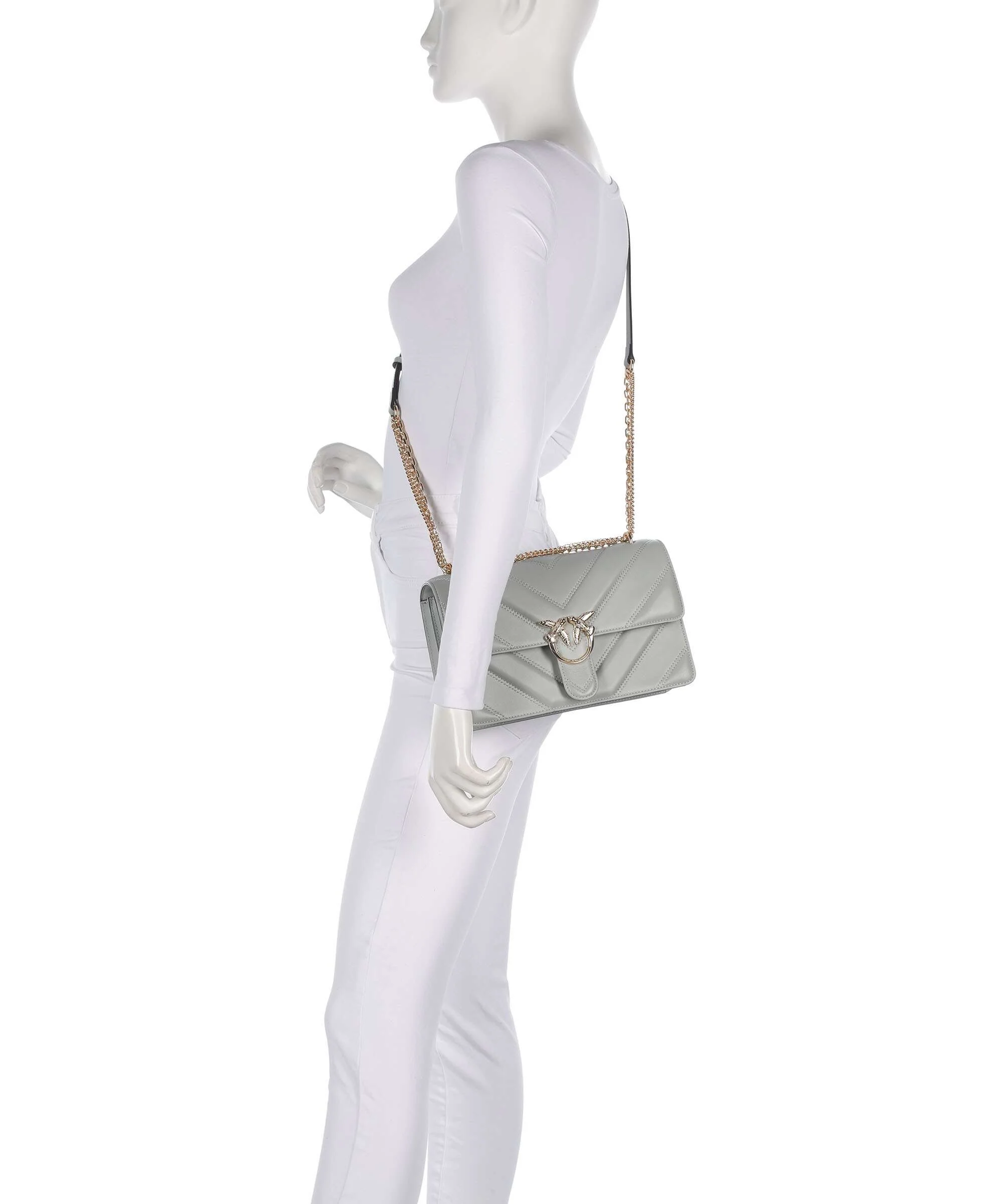 Pinko Love One Classic Sac porté épaule grigio perla/gold mordore - Image 4