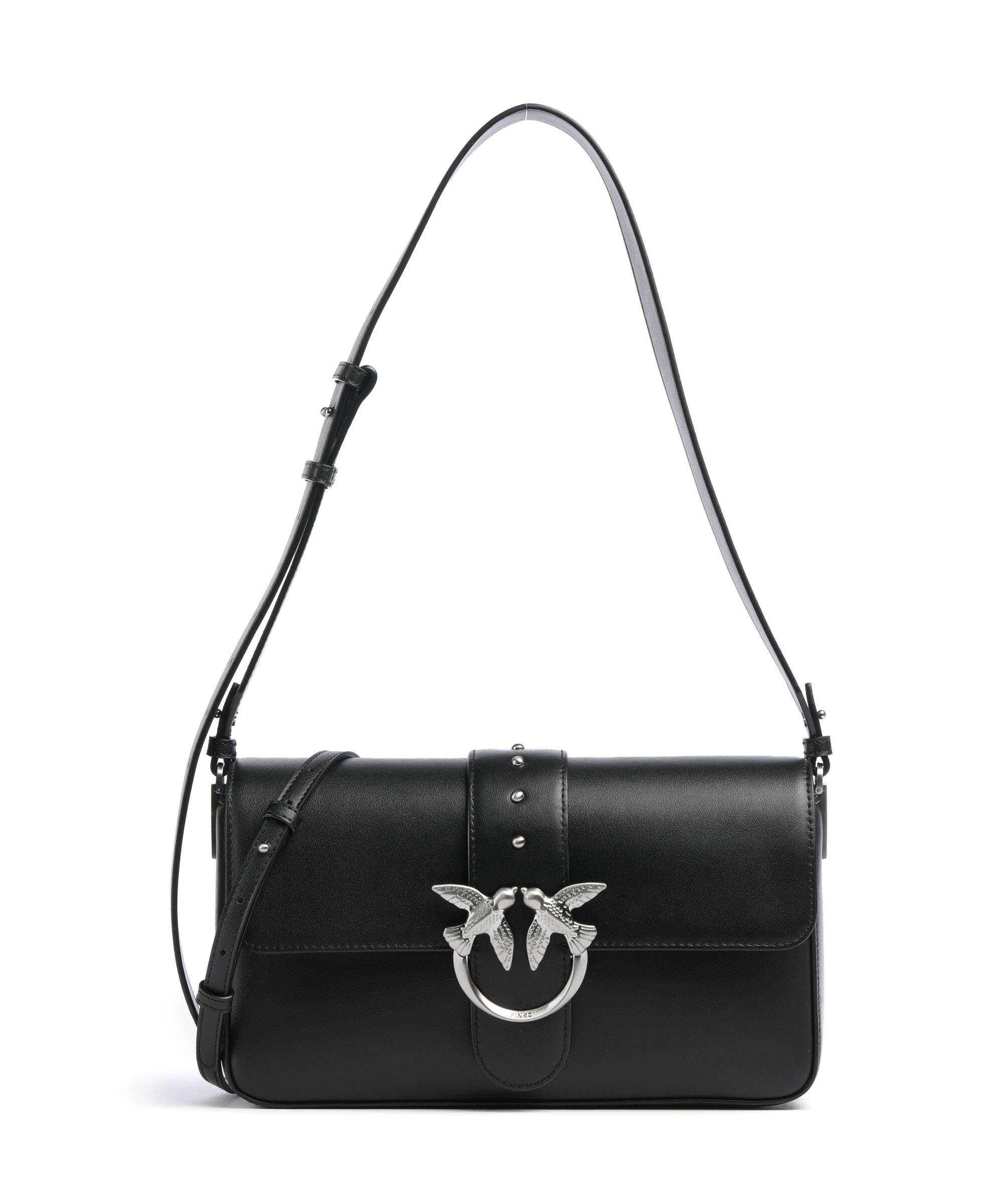 Pinko Love One Classic Slouchy Sac porté épaule nero limousine/matt silver