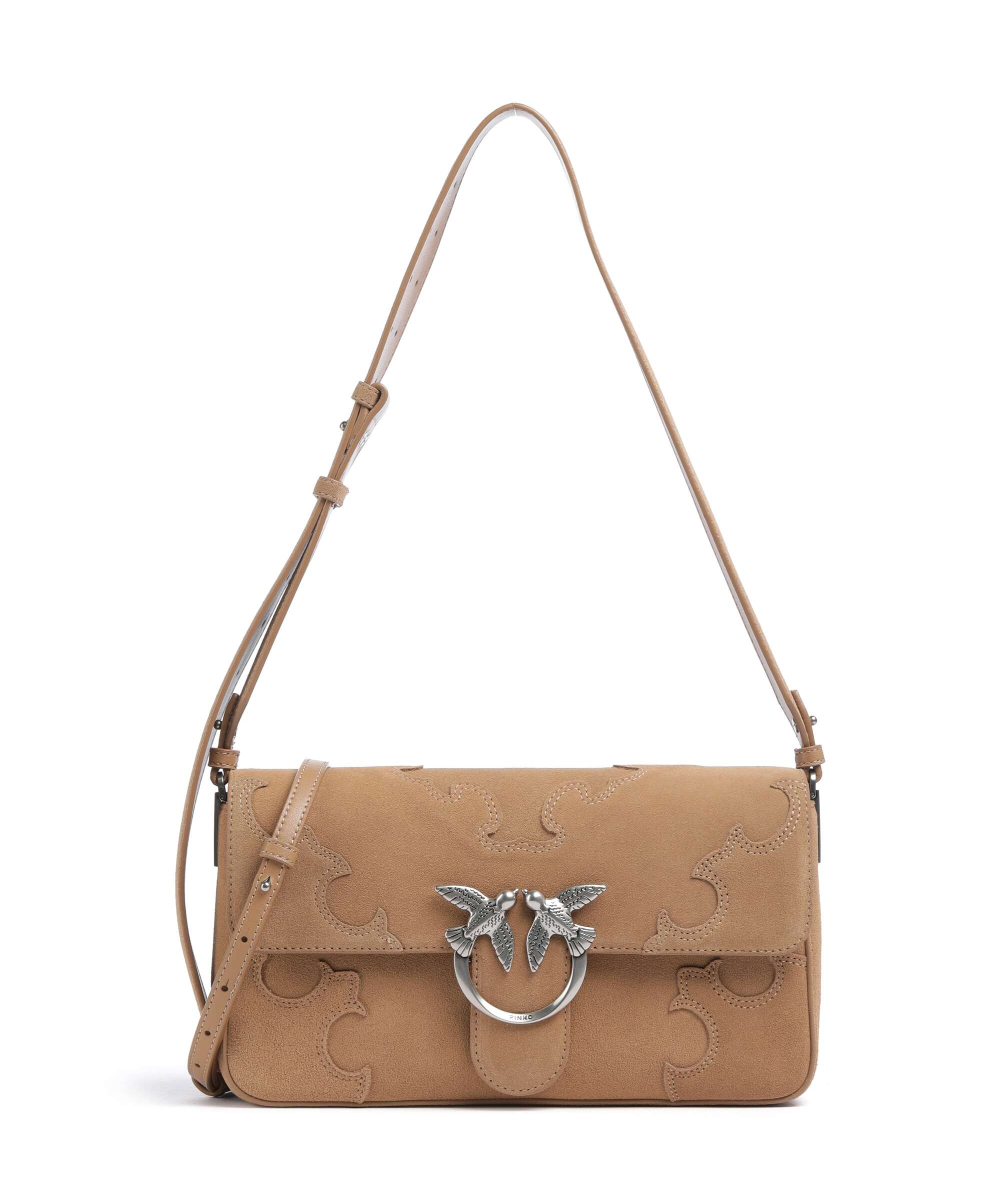 Pinko Love One Classic Slouchy Sac porté épaule beige/scoiattolo/old silver