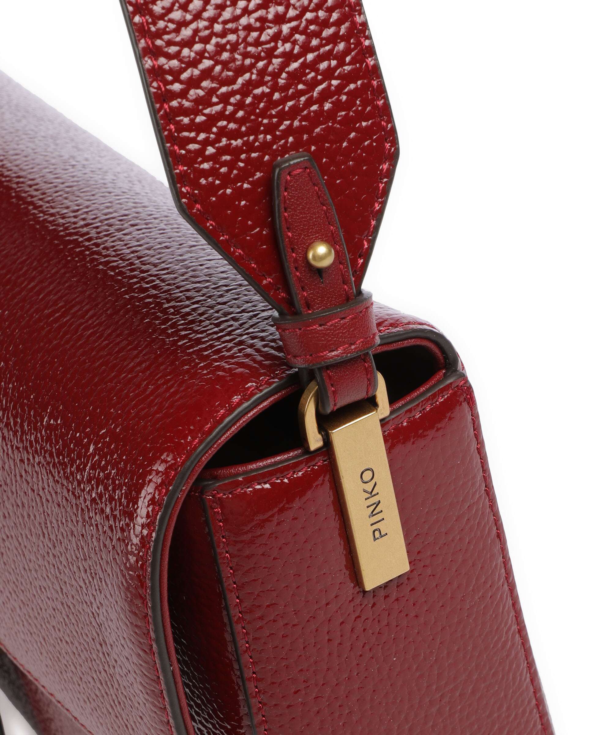 Pinko Love One Classic Slouchy Sac porté épaule rosso scuro/antique gold - Image 5