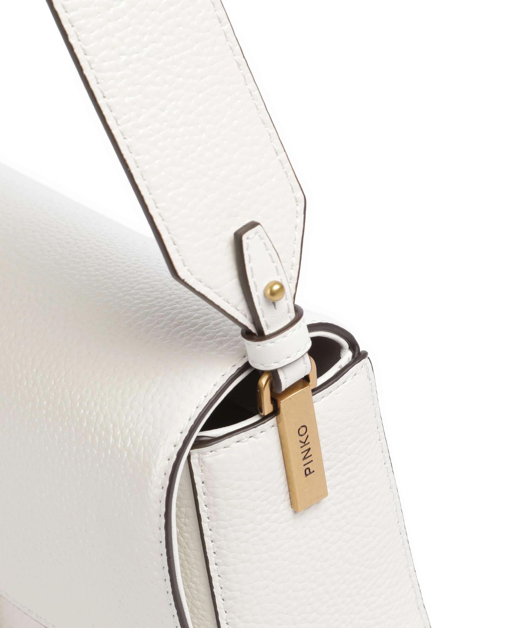 Pinko Love One Classic Slouchy Sac porté épaule bianco nembo/antique gold - Image 4