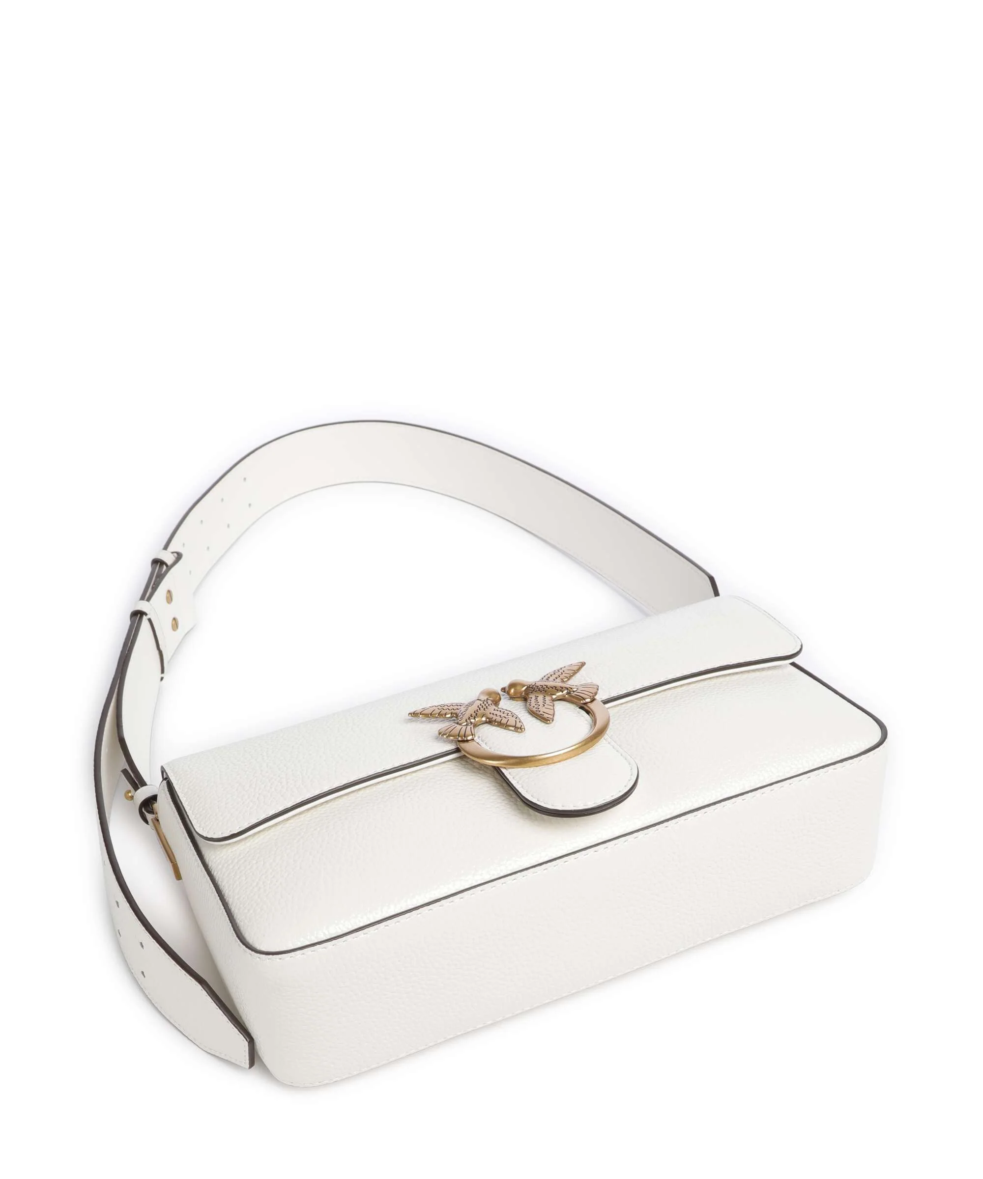 Pinko Love One Classic Slouchy Sac porté épaule bianco nembo/antique gold - Image 5