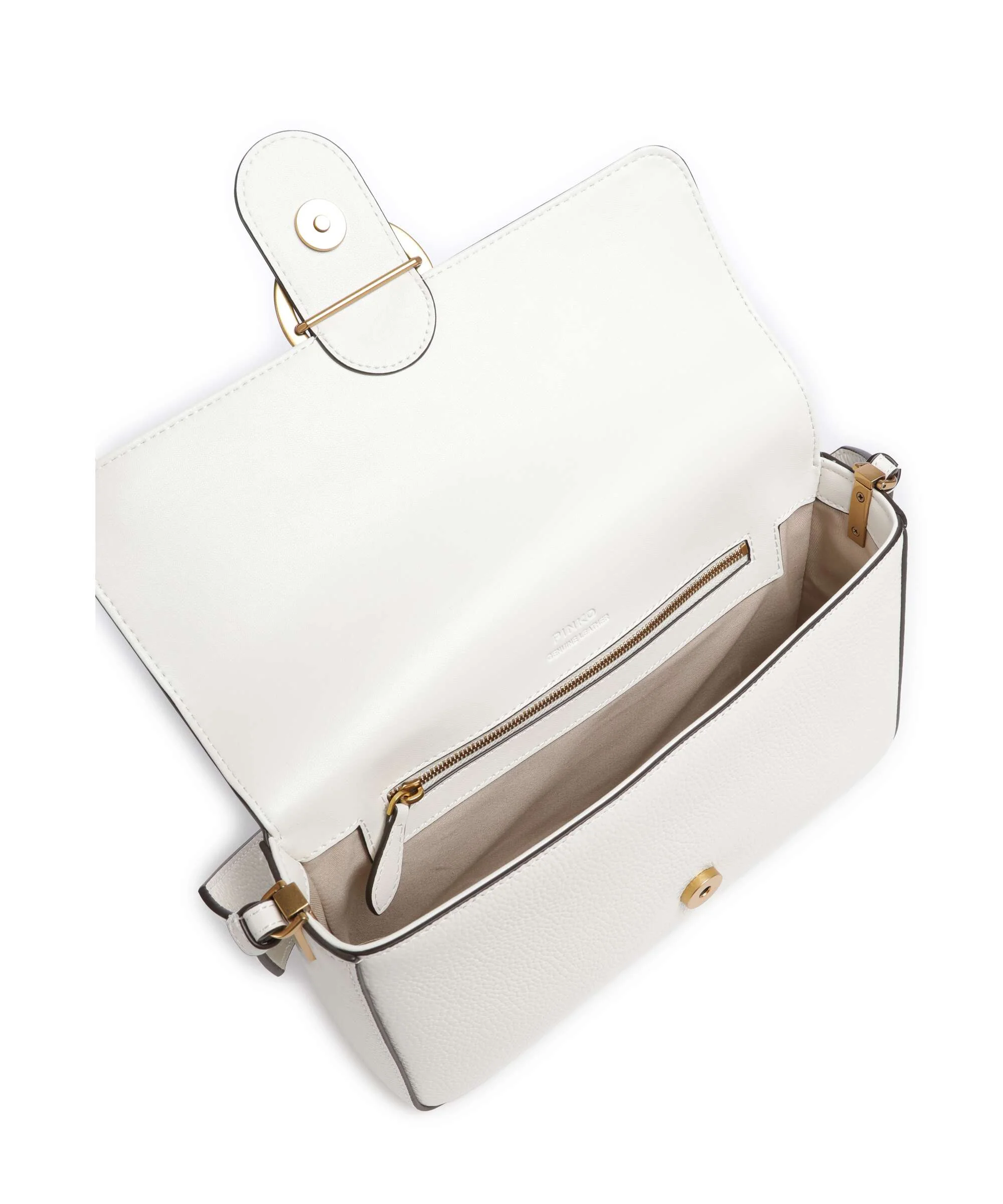 Pinko Love One Classic Slouchy Sac porté épaule bianco nembo/antique gold - Image 6