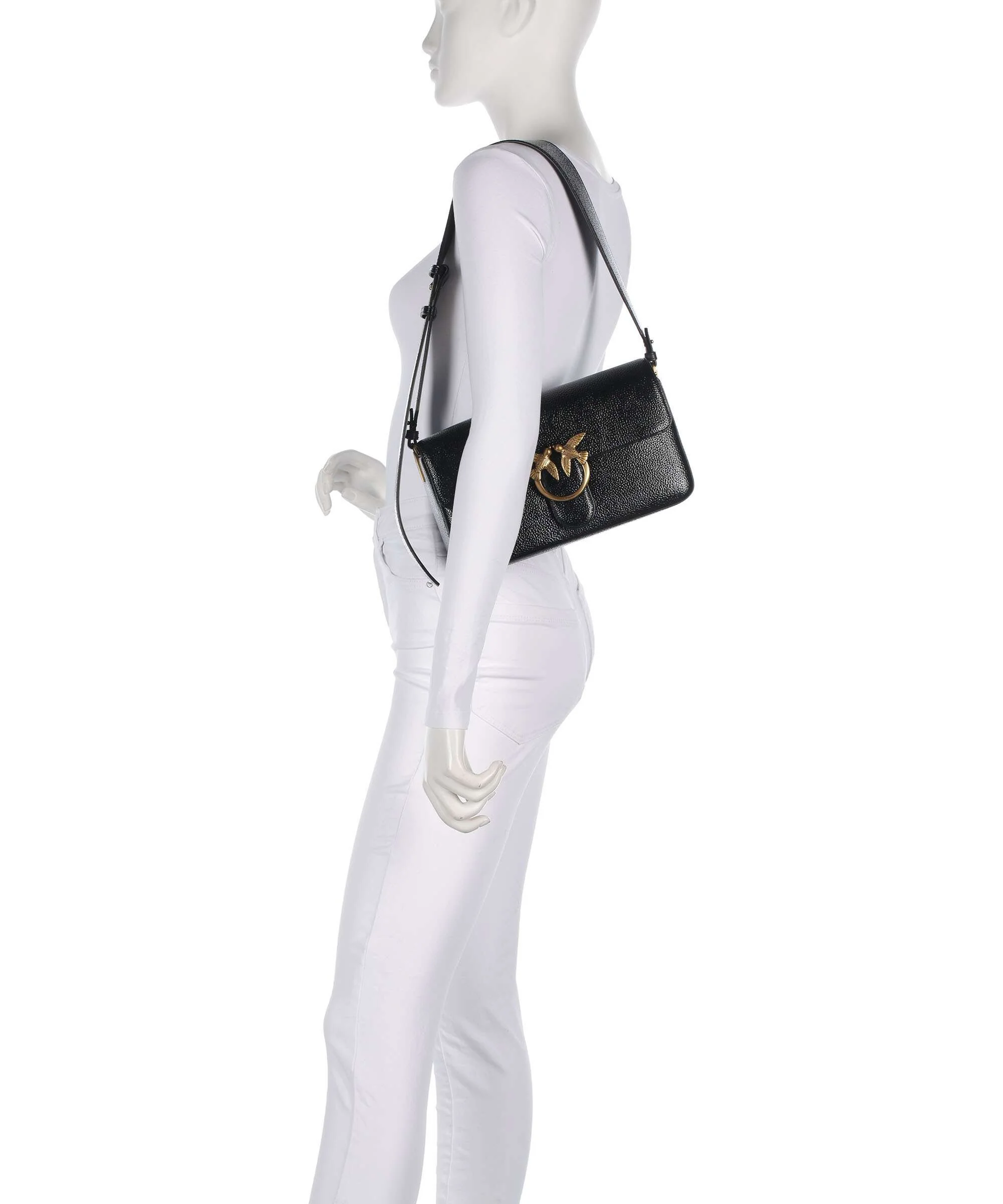 Pinko Love One Classic Slouchy Sac porté épaule nero/antique gold - Image 3