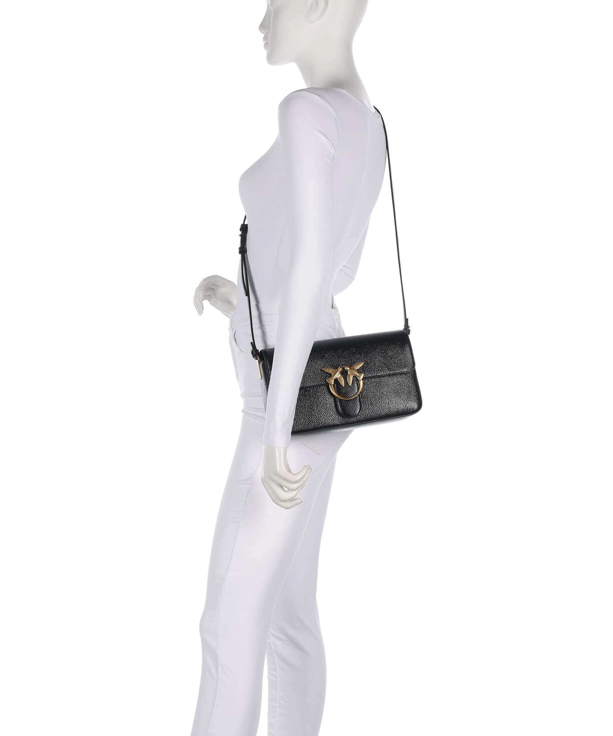 Pinko Love One Classic Slouchy Sac porté épaule nero/antique gold - Image 4