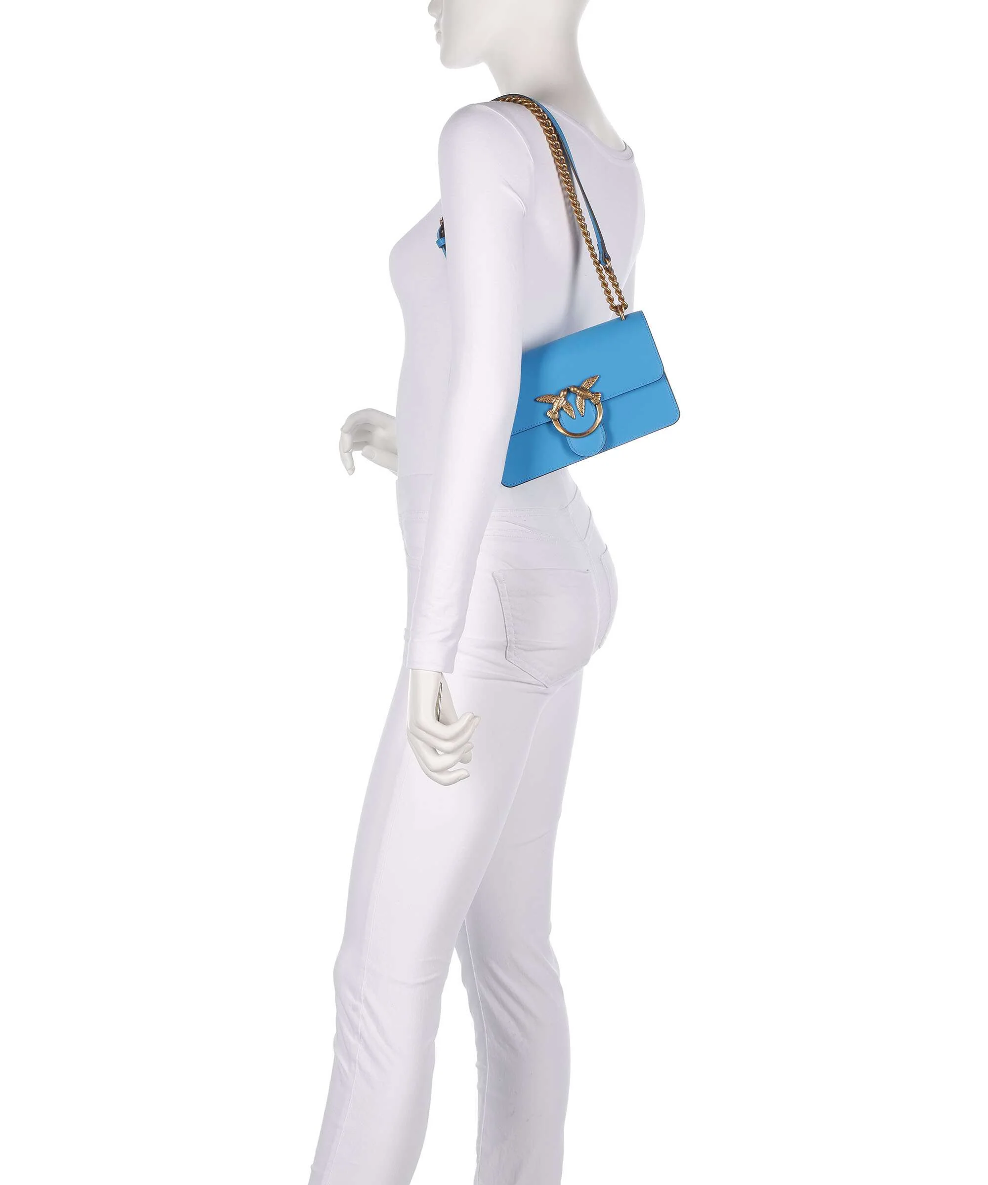 Pinko Love One Mini Sac porté épaule azzurro dresda/antique gold - Image 3