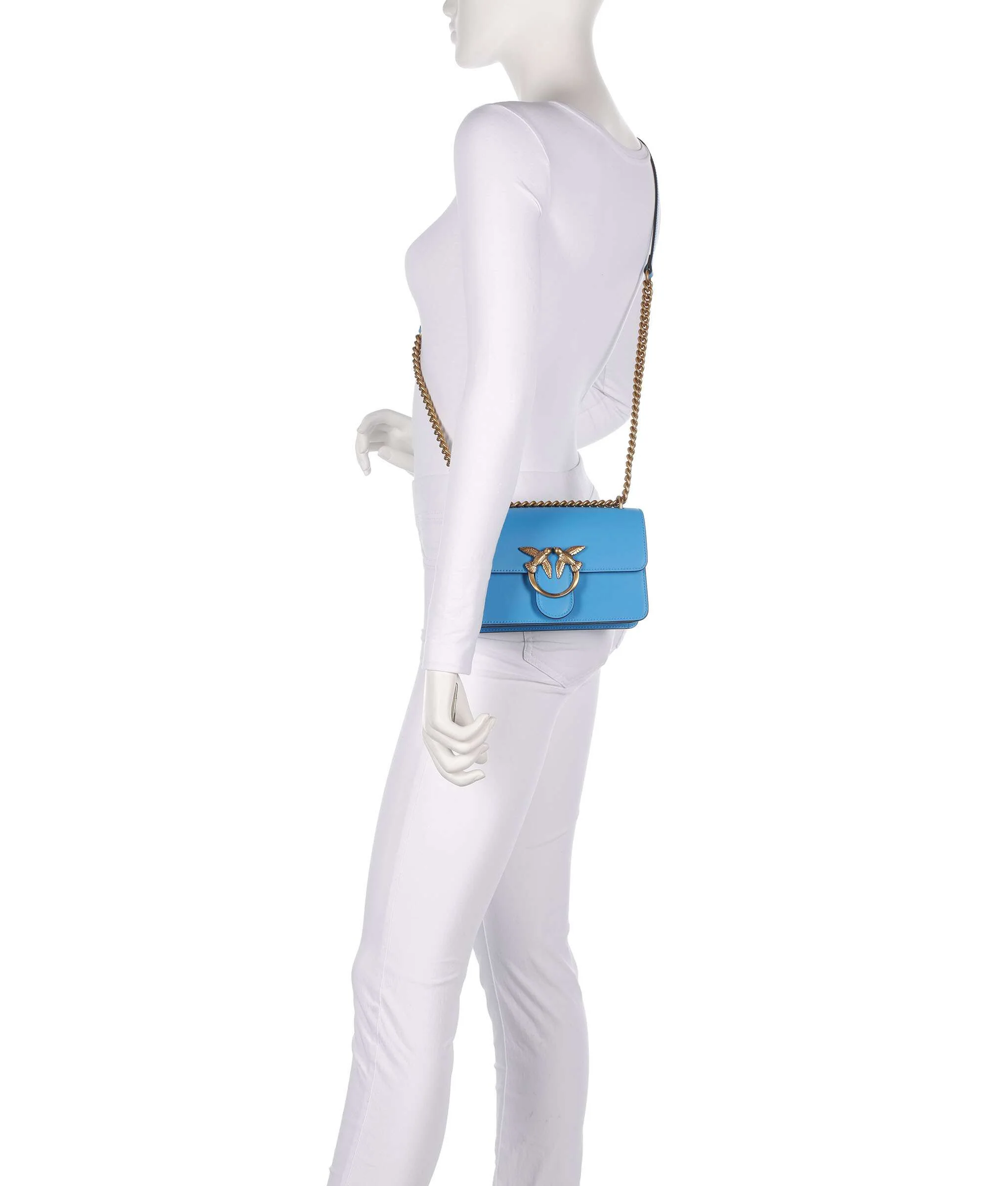 Pinko Love One Mini Sac porté épaule azzurro dresda/antique gold - Image 4