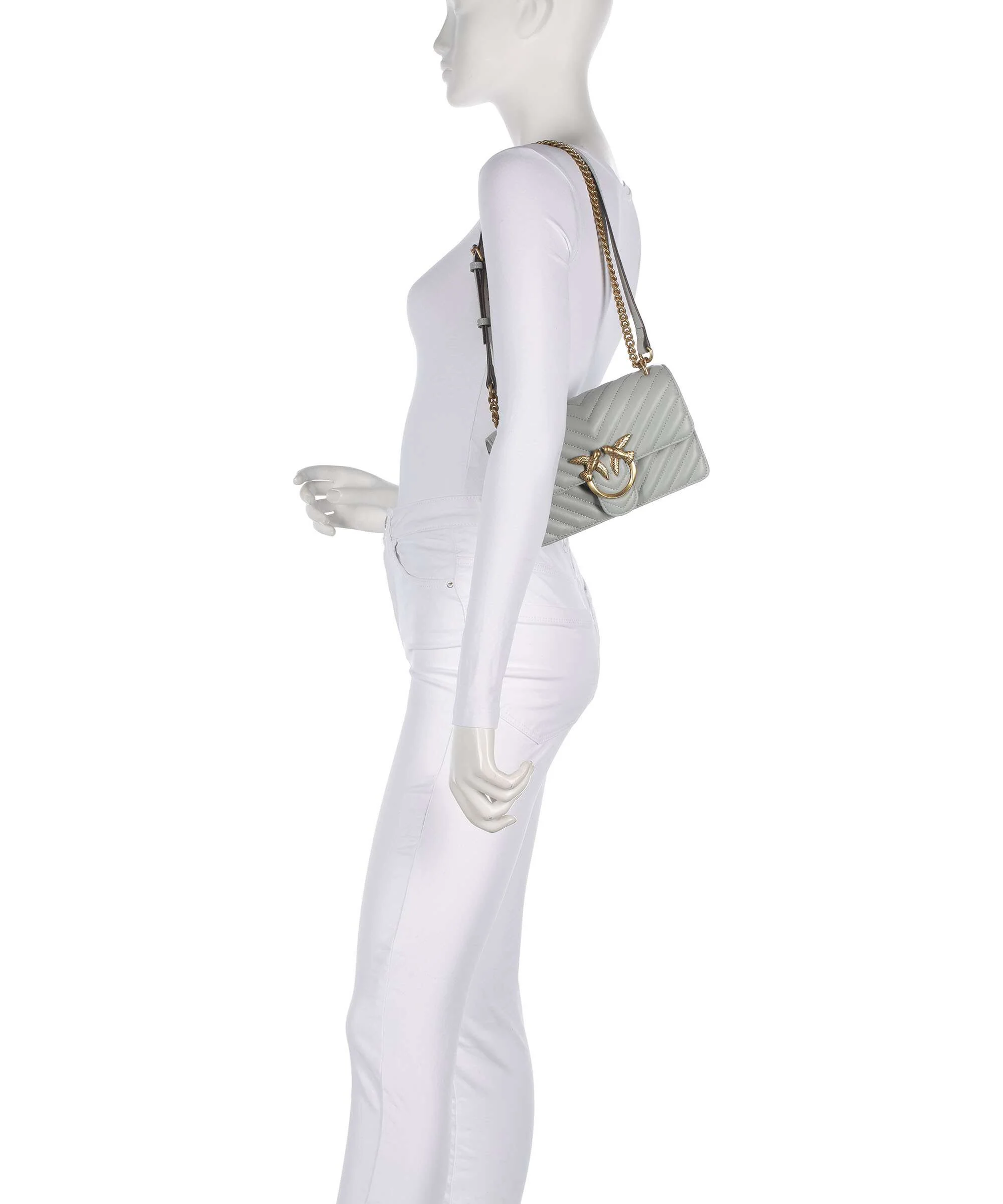Pinko Love One Mini Sac porté épaule grigio perla/antique gold - Image 4