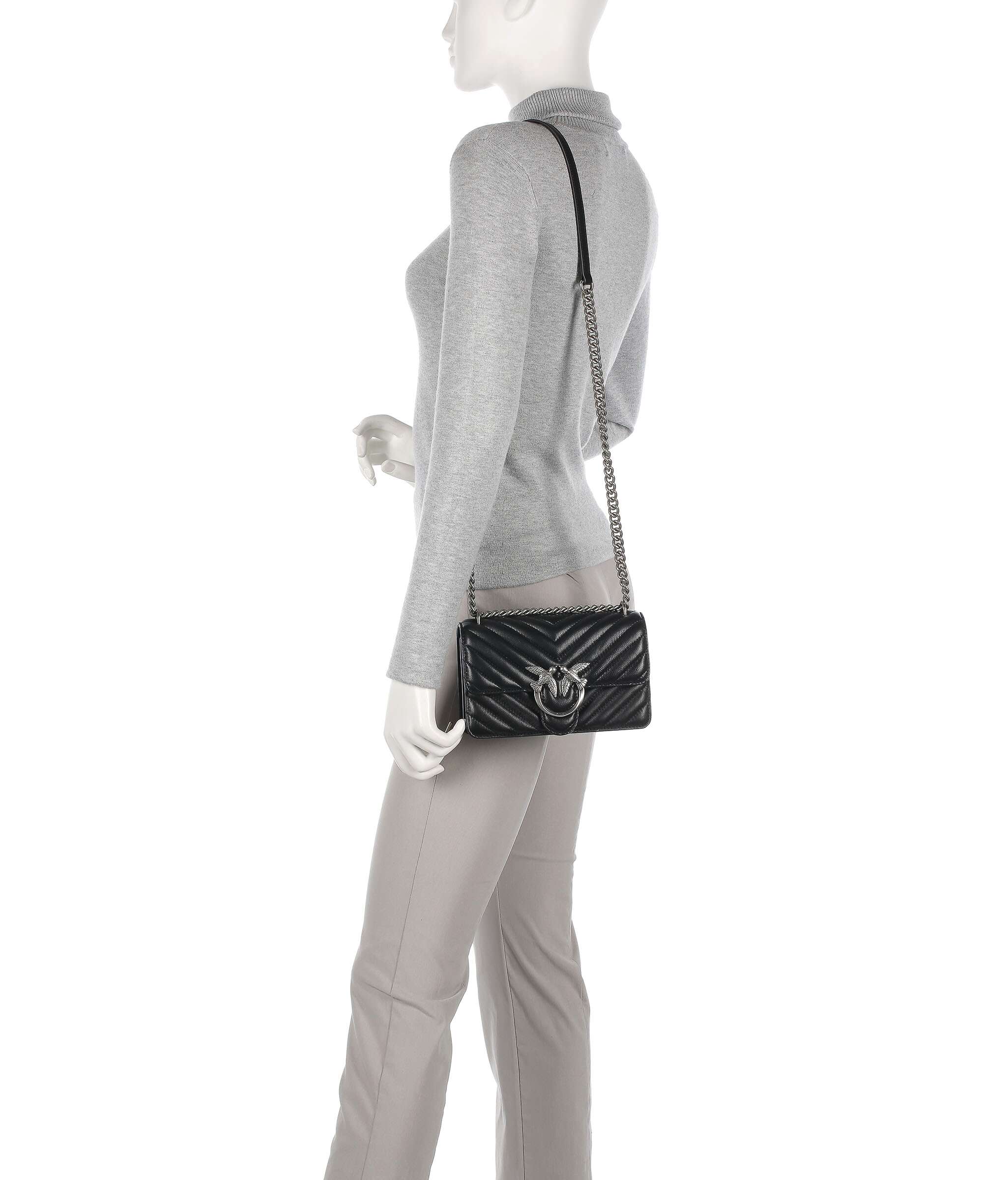 Pinko Love One Mini Sac porté épaule nero/old silver - Image 3
