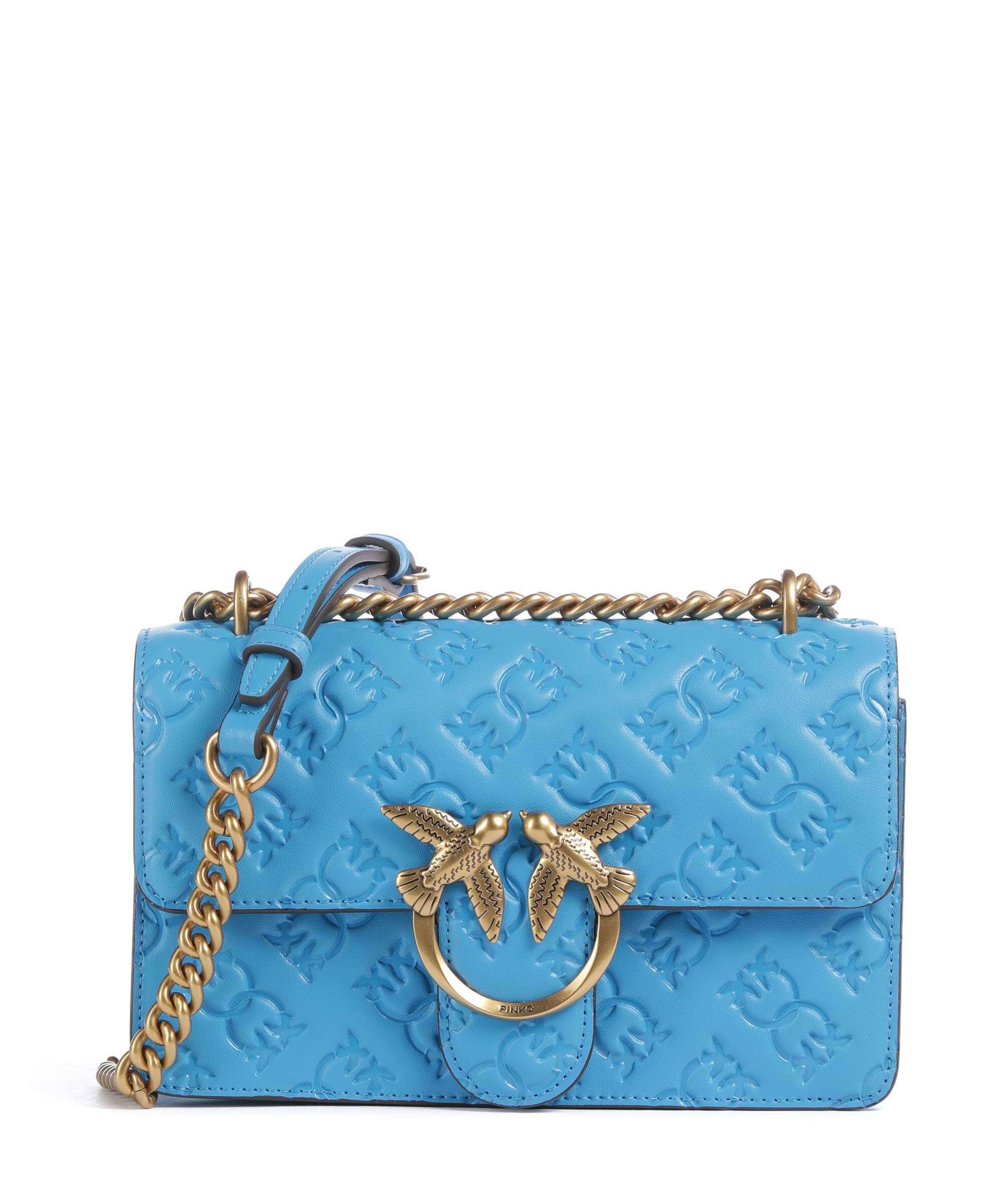 Pinko Love One Mini Sac porté épaule azzurro dresda/antique gold
