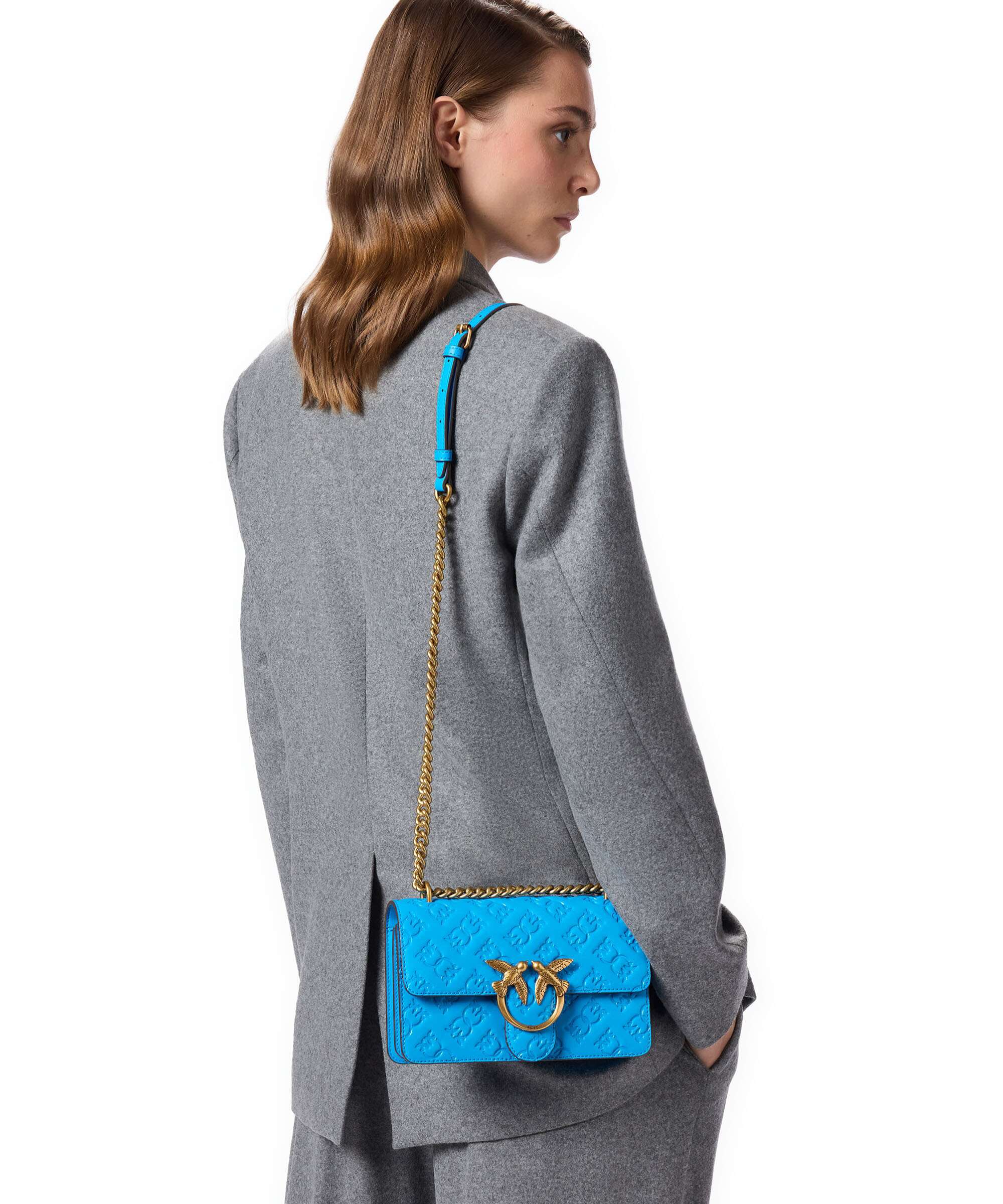 Pinko Love One Mini Sac porté épaule azzurro dresda/antique gold - Image 4