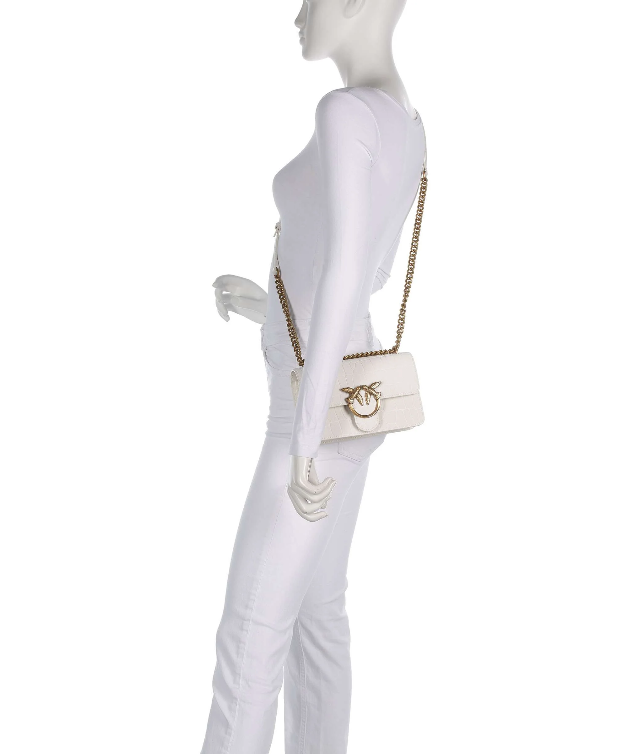Pinko Love One Mini Sac porté épaule bianco nembo/antique gold - Image 3
