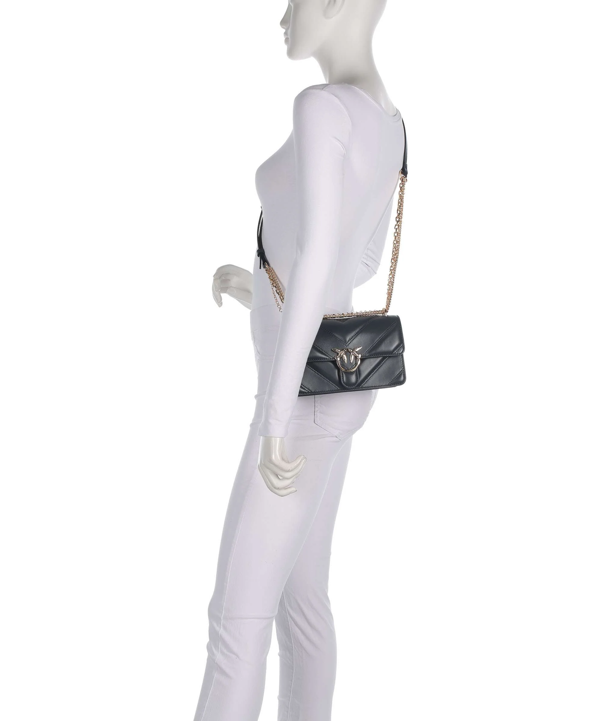 Pinko Love One Mini Sac porté épaule grigio asfalto/oro mordore - Image 3
