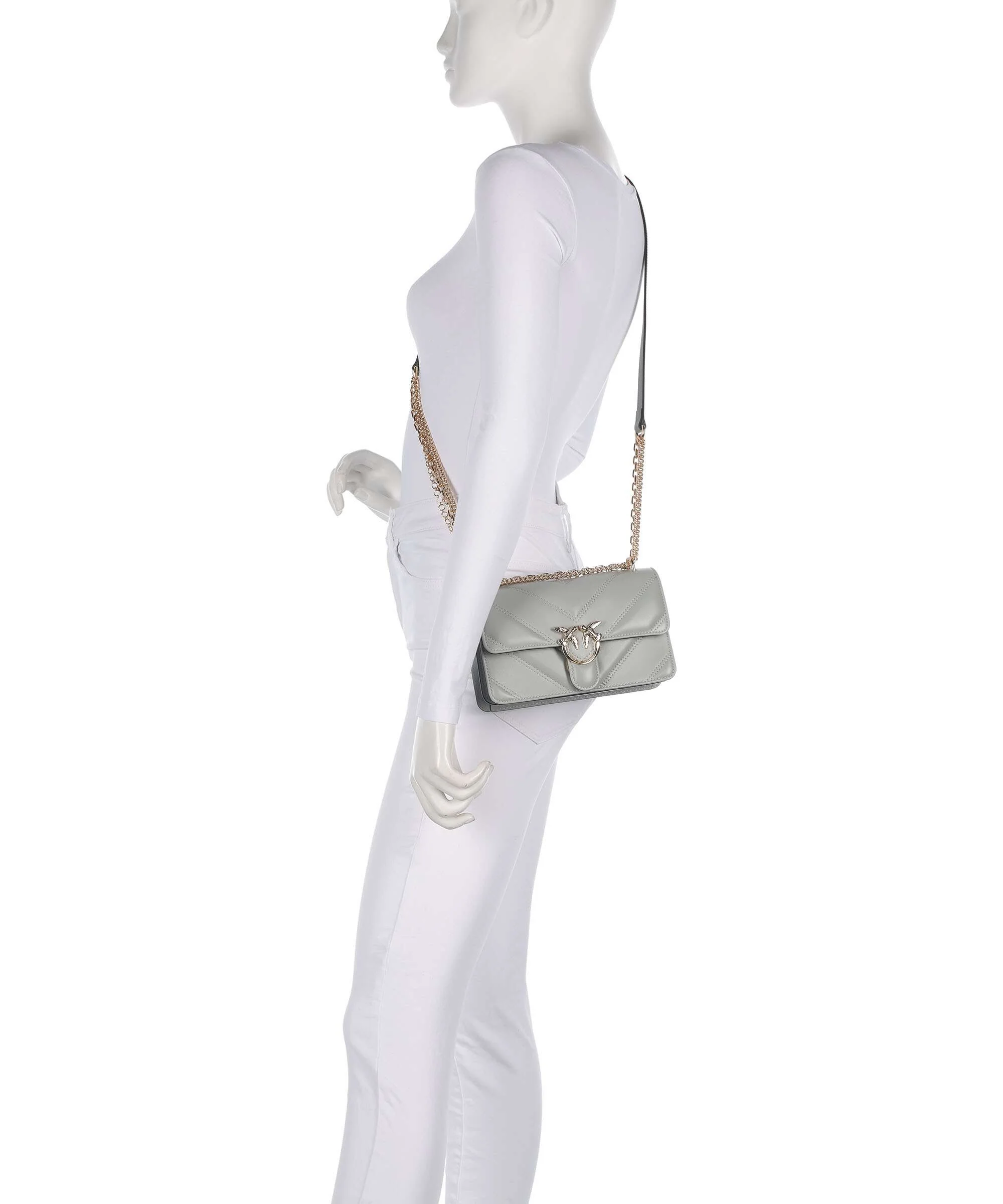 Pinko Love One Mini Sac porté épaule grigio perla/gold mordore - Image 3