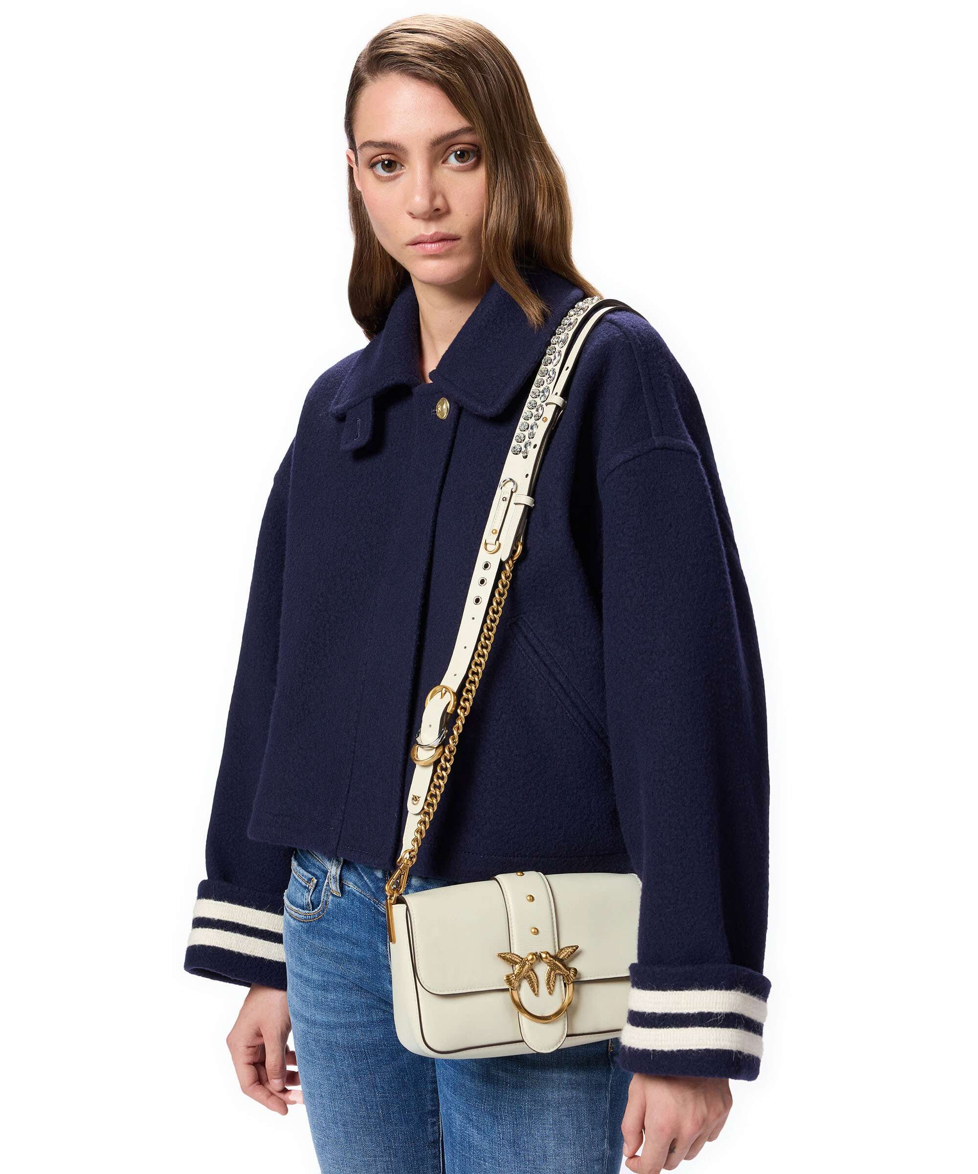 Pinko Love One Mini Slouchy Charms Sac bandoulière bianco seta/antique gold - Image 4