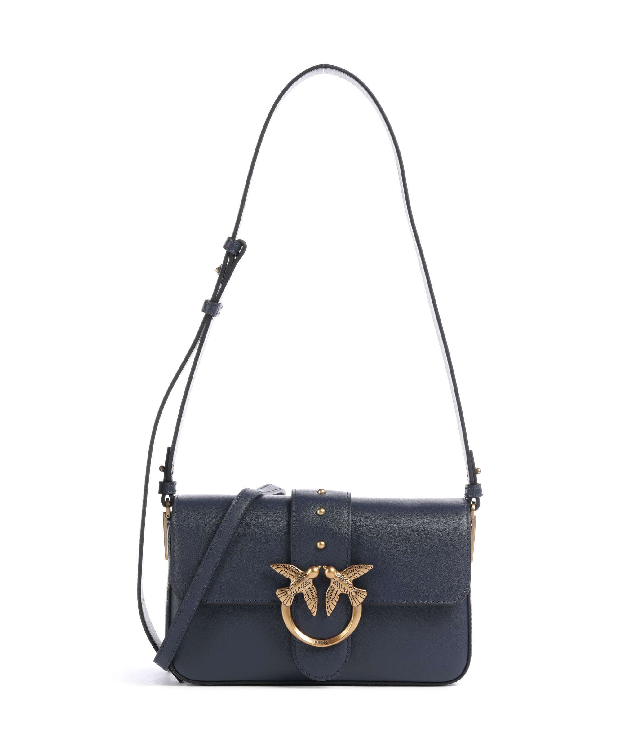 Pinko Love One Mini Slouchy Sac porté épaule blu indaco ombroso/antique gold