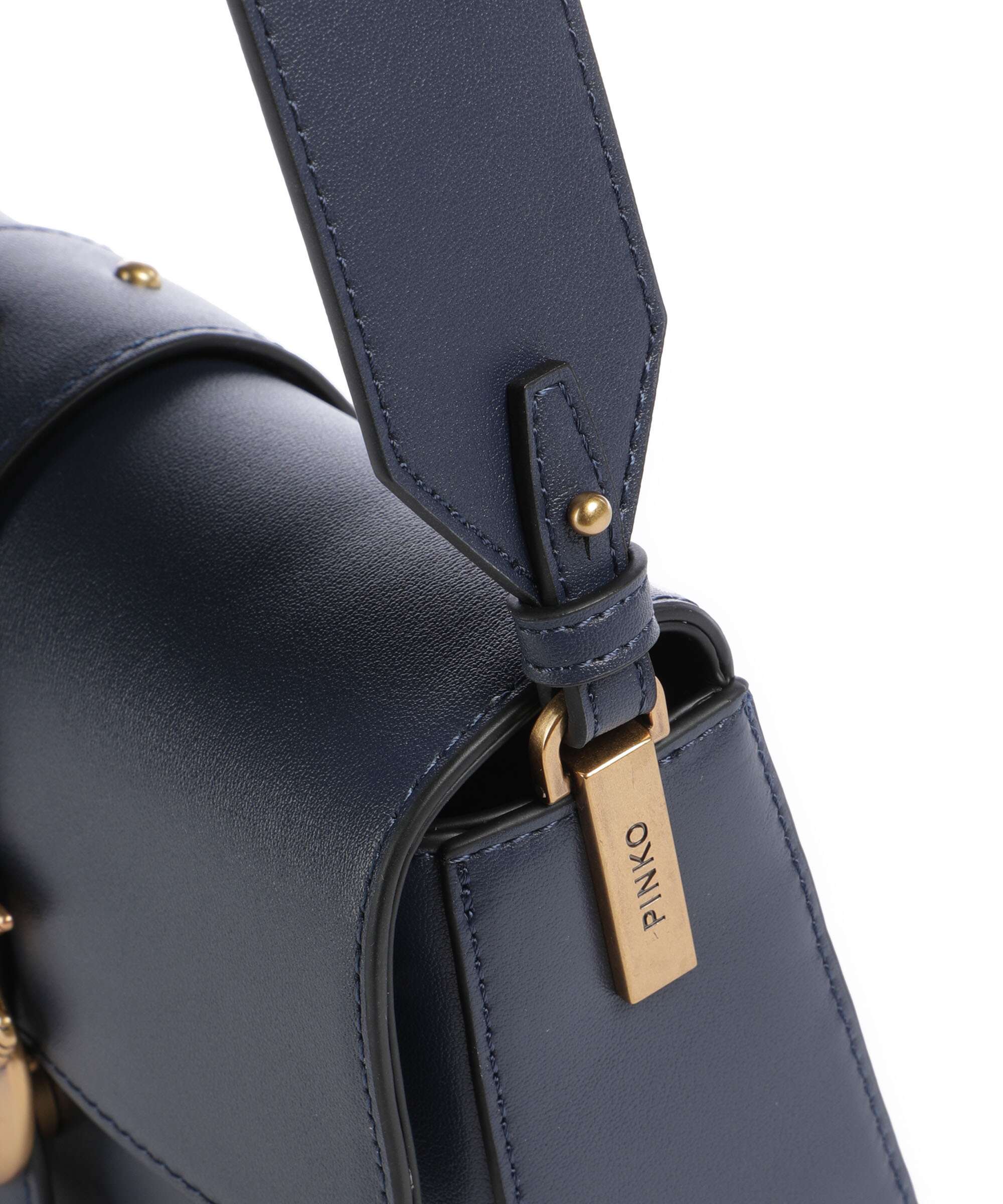 Pinko Love One Mini Slouchy Sac porté épaule blu indaco ombroso/antique gold - Image 5