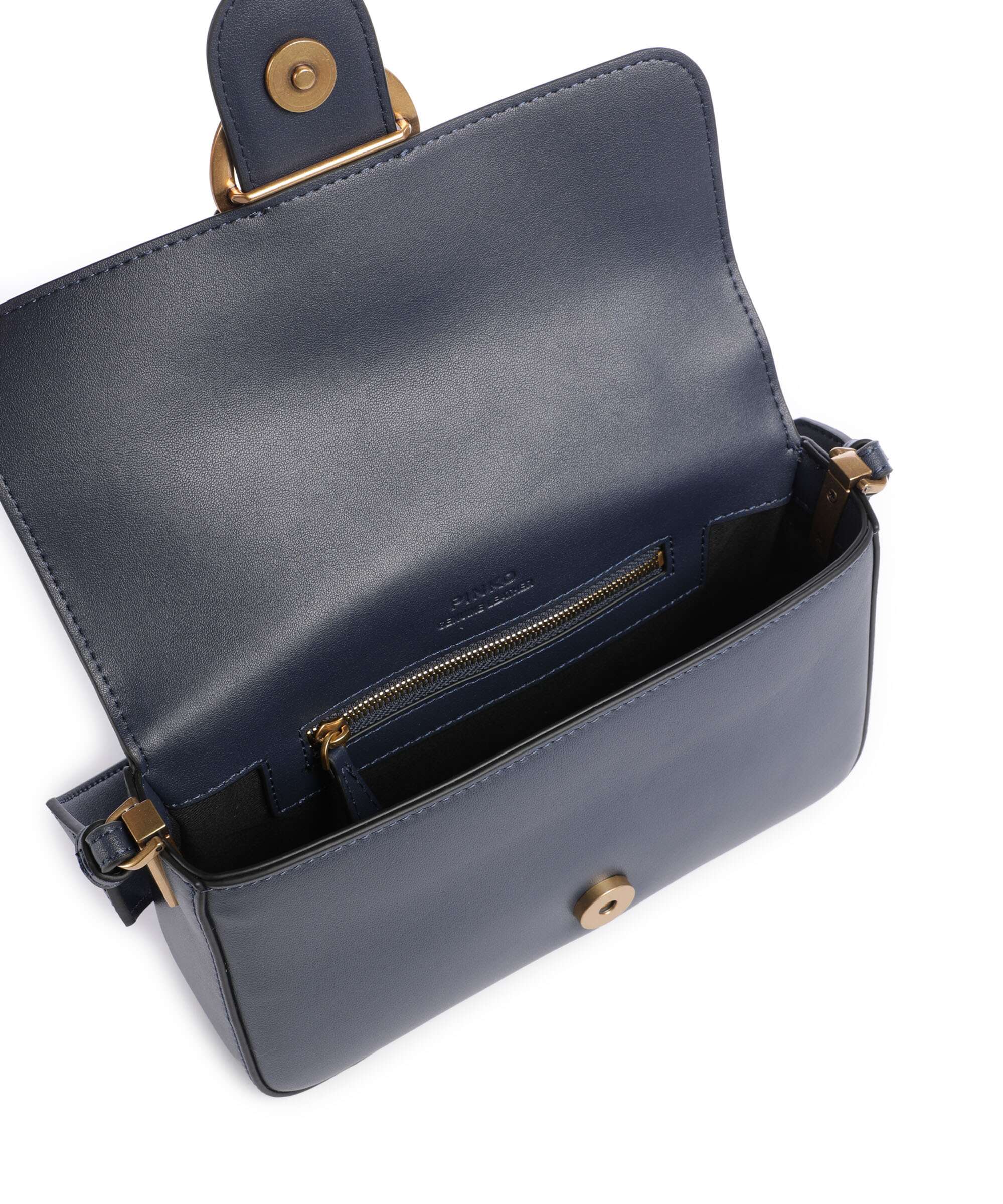 Pinko Love One Mini Slouchy Sac porté épaule blu indaco ombroso/antique gold - Image 7