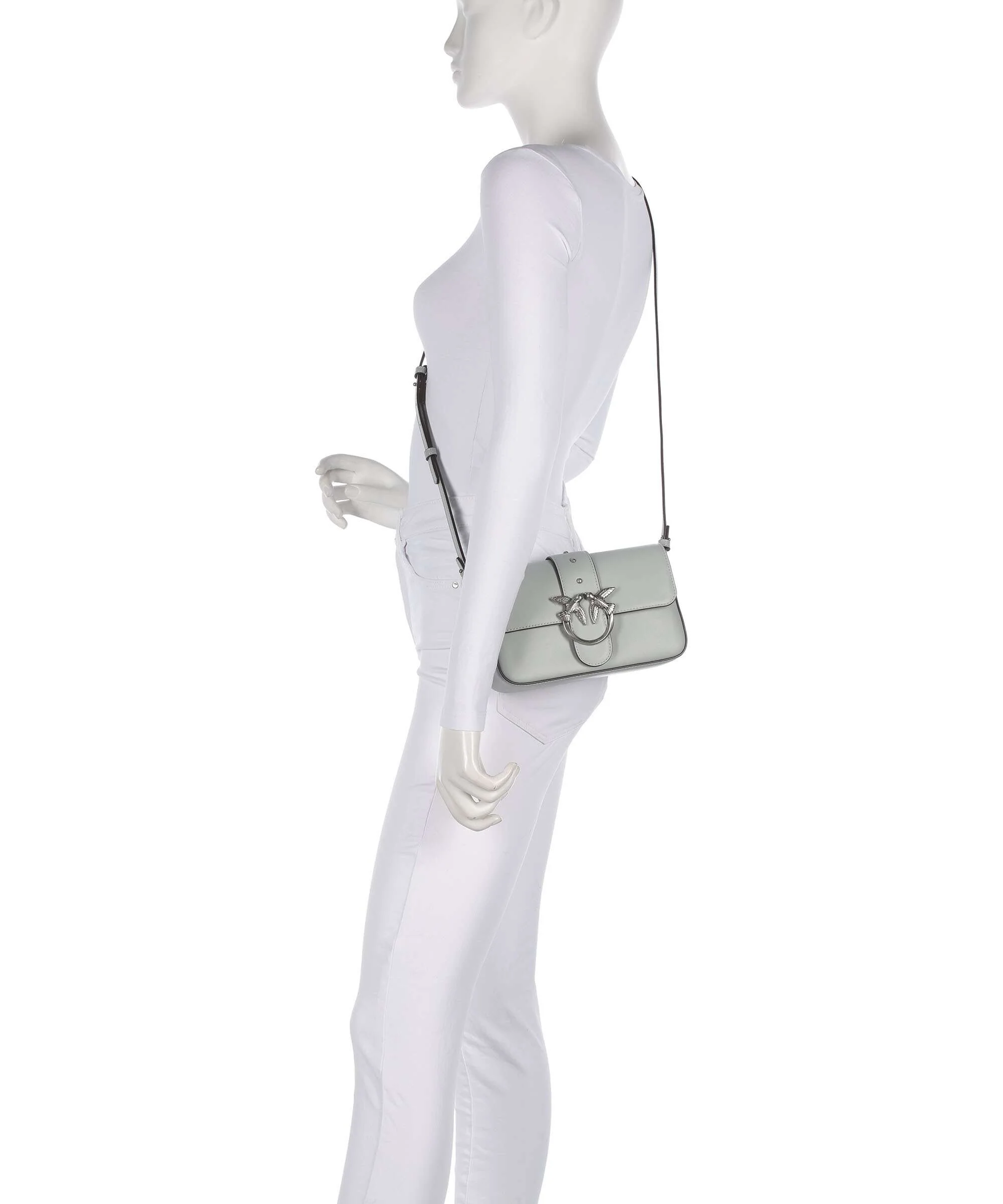 Pinko Love One Mini Slouchy Sac porté épaule grigio perla/old silver - Image 4